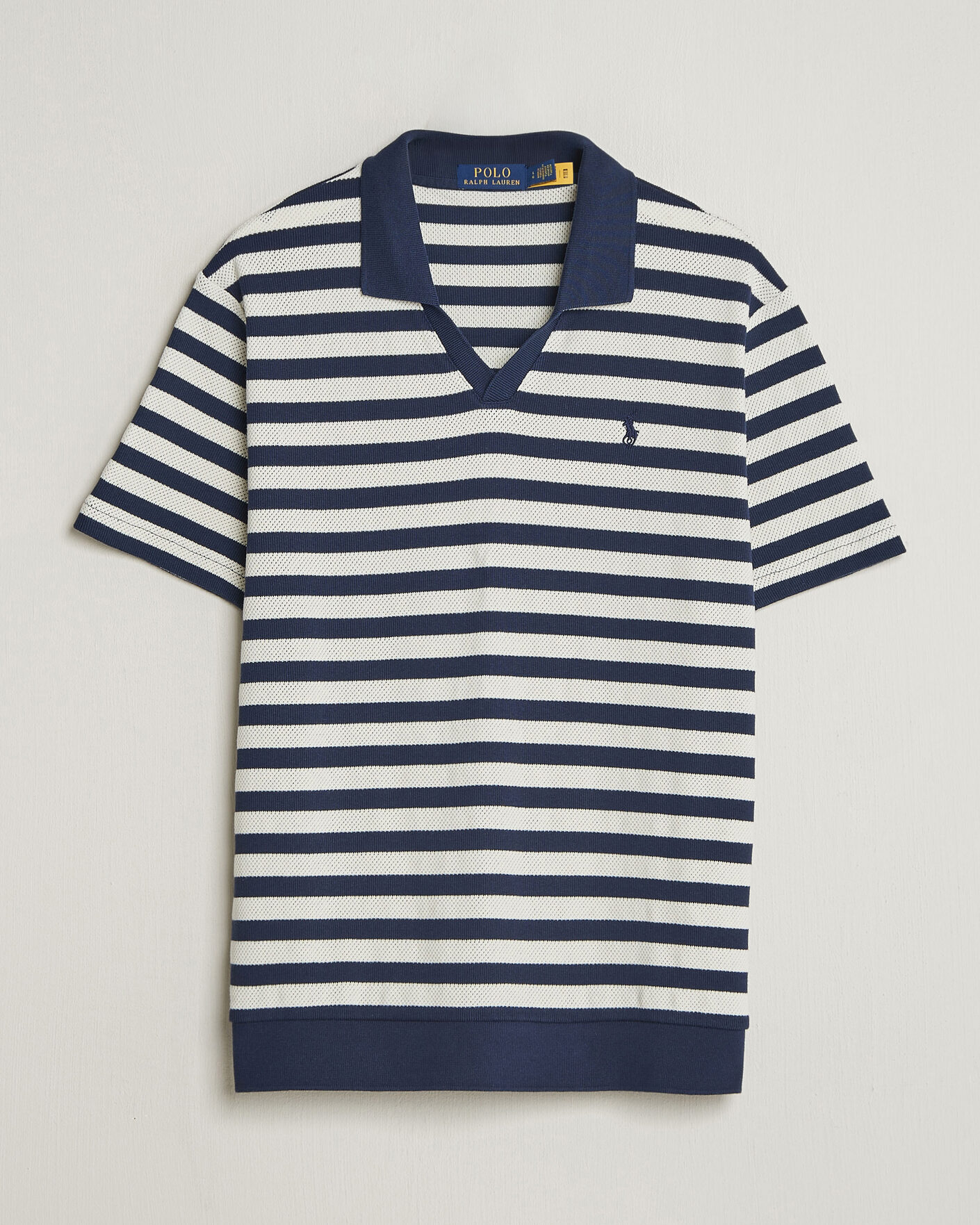 Herre | Pikéer | Polo Ralph Lauren | Cotton Texture Striped Polo Newport Navy/Cream