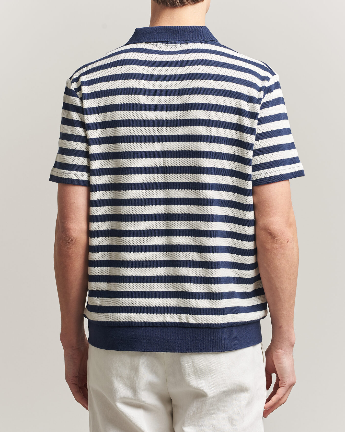 Herre | Pikéer | Polo Ralph Lauren | Cotton Texture Striped Polo Newport Navy/Cream
