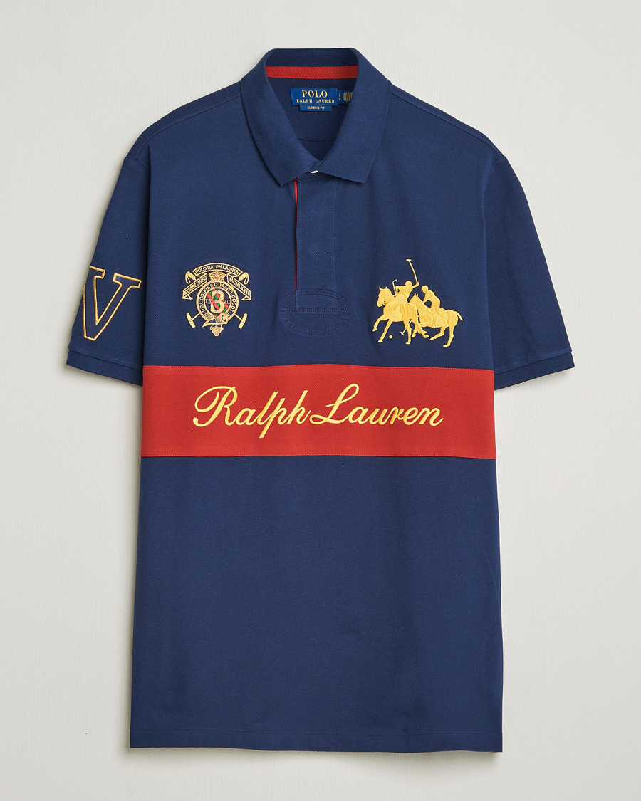 Herre | Pikéer | Polo Ralph Lauren | Block Striped Polo Newport Navy