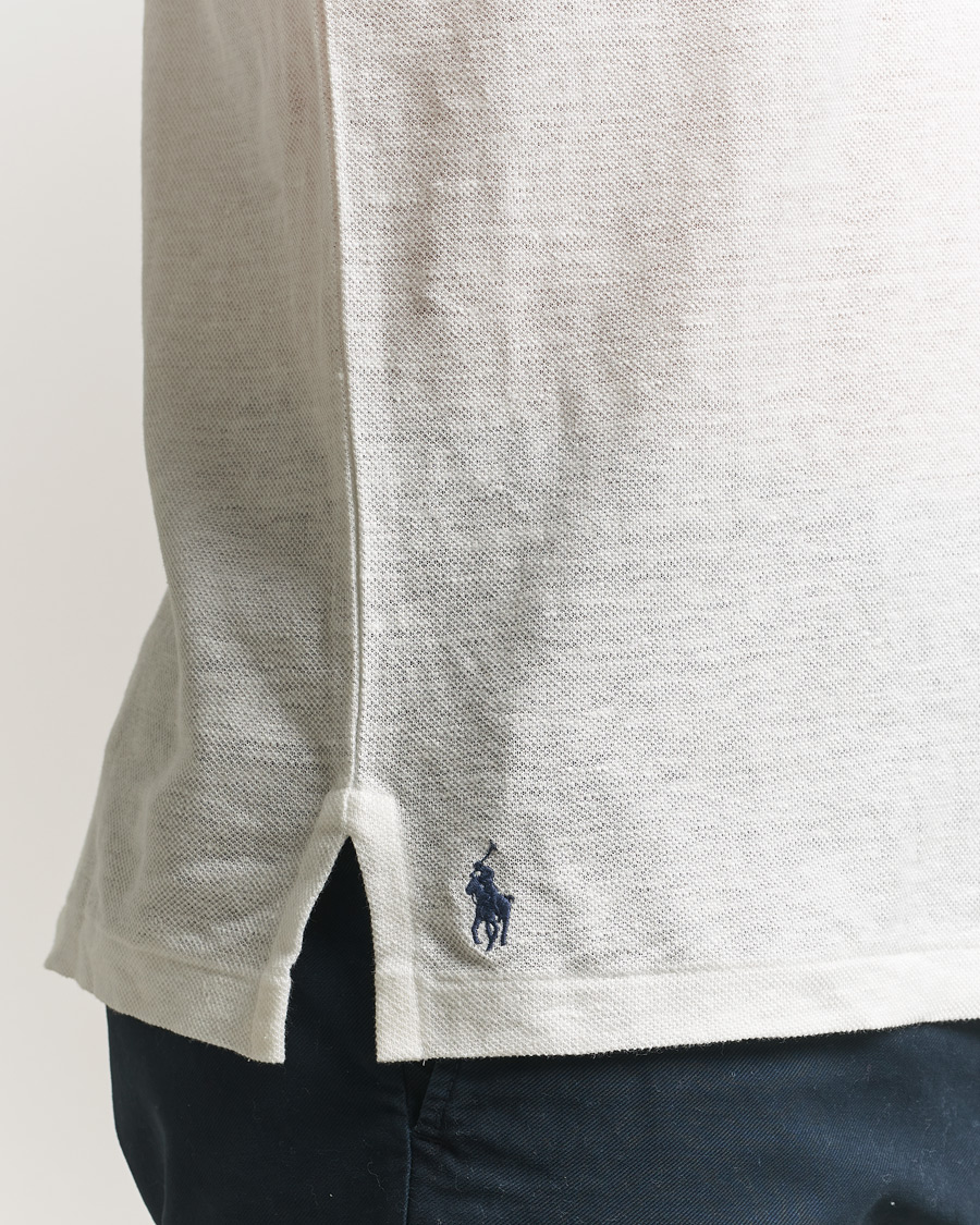 Herre | Pikéer | Polo Ralph Lauren | Long Sleeve Linen Polo Deckwash White