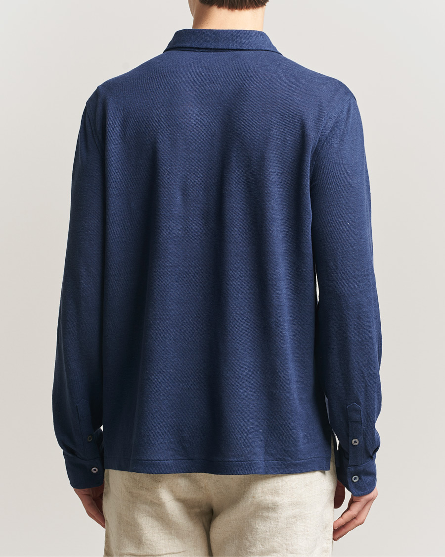 Herre | Pikéer | Polo Ralph Lauren | Long Sleeve Linen Polo Newport Navy