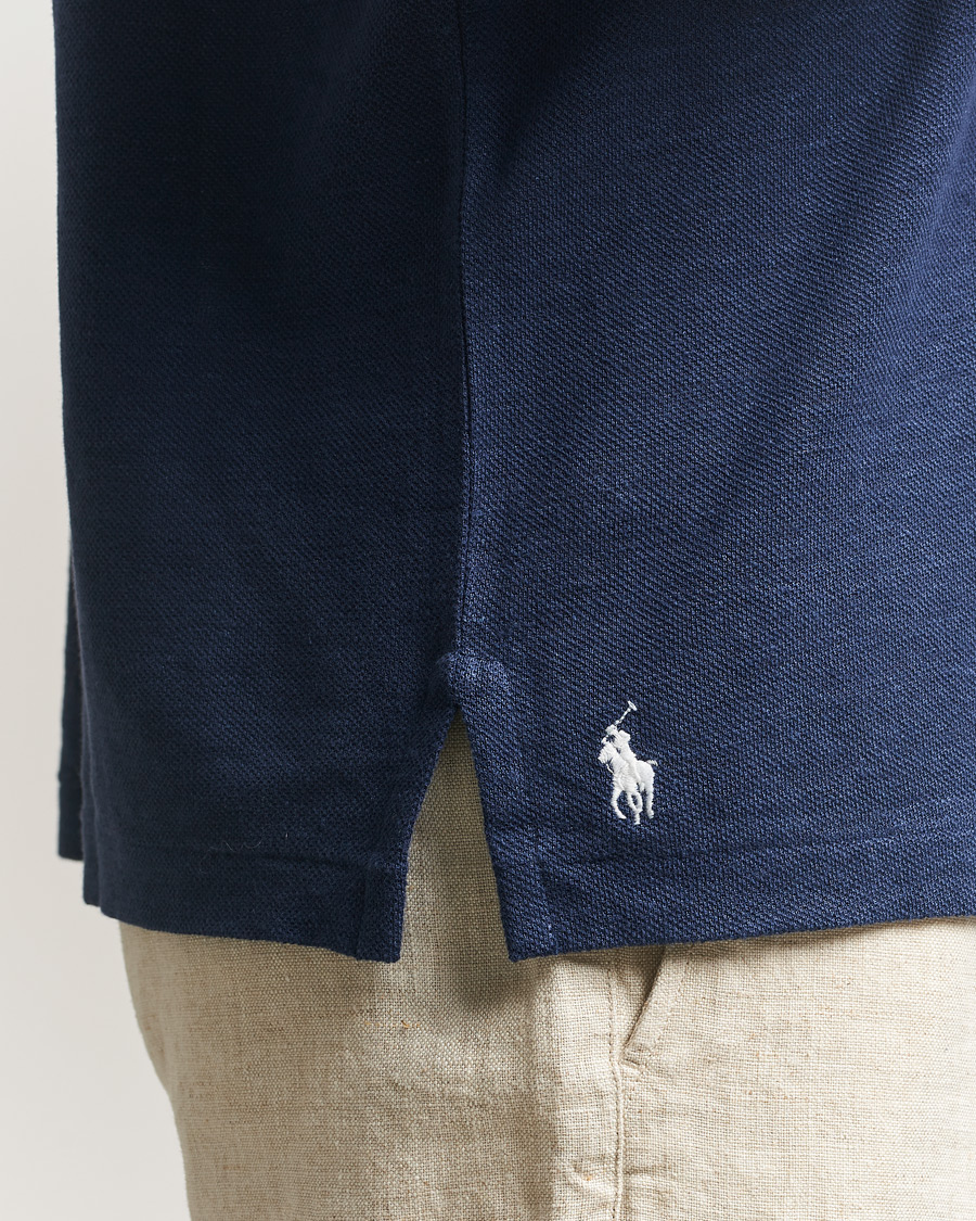 Herre | Pikéer | Polo Ralph Lauren | Long Sleeve Linen Polo Newport Navy