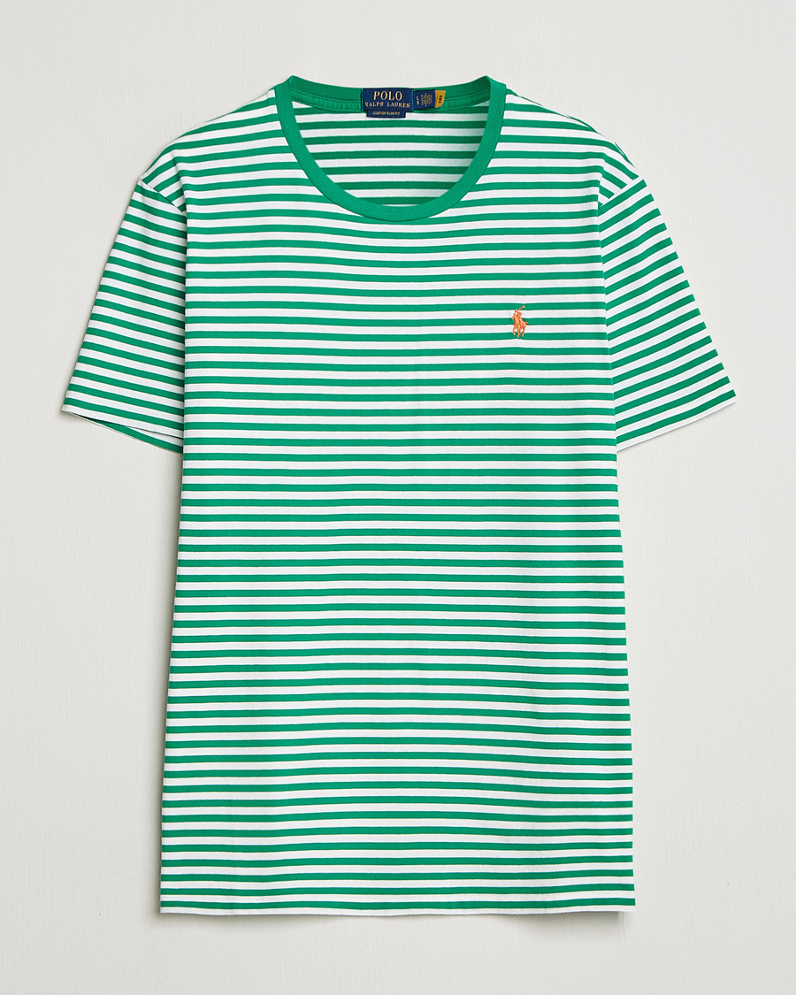 Herre | T-Shirts | Polo Ralph Lauren | Crew Neck Striped T-Shirt Billiard/White
