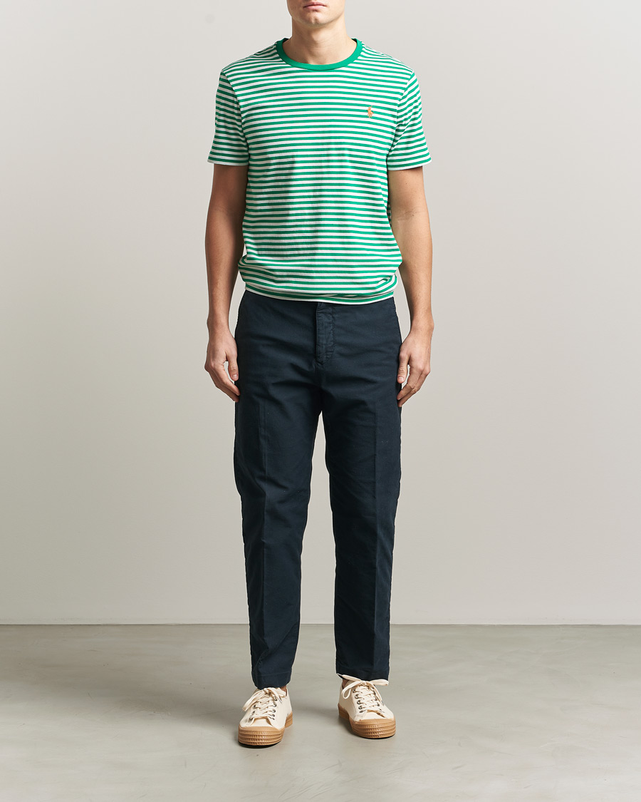 Herre | T-Shirts | Polo Ralph Lauren | Crew Neck Striped T-Shirt Billiard/White