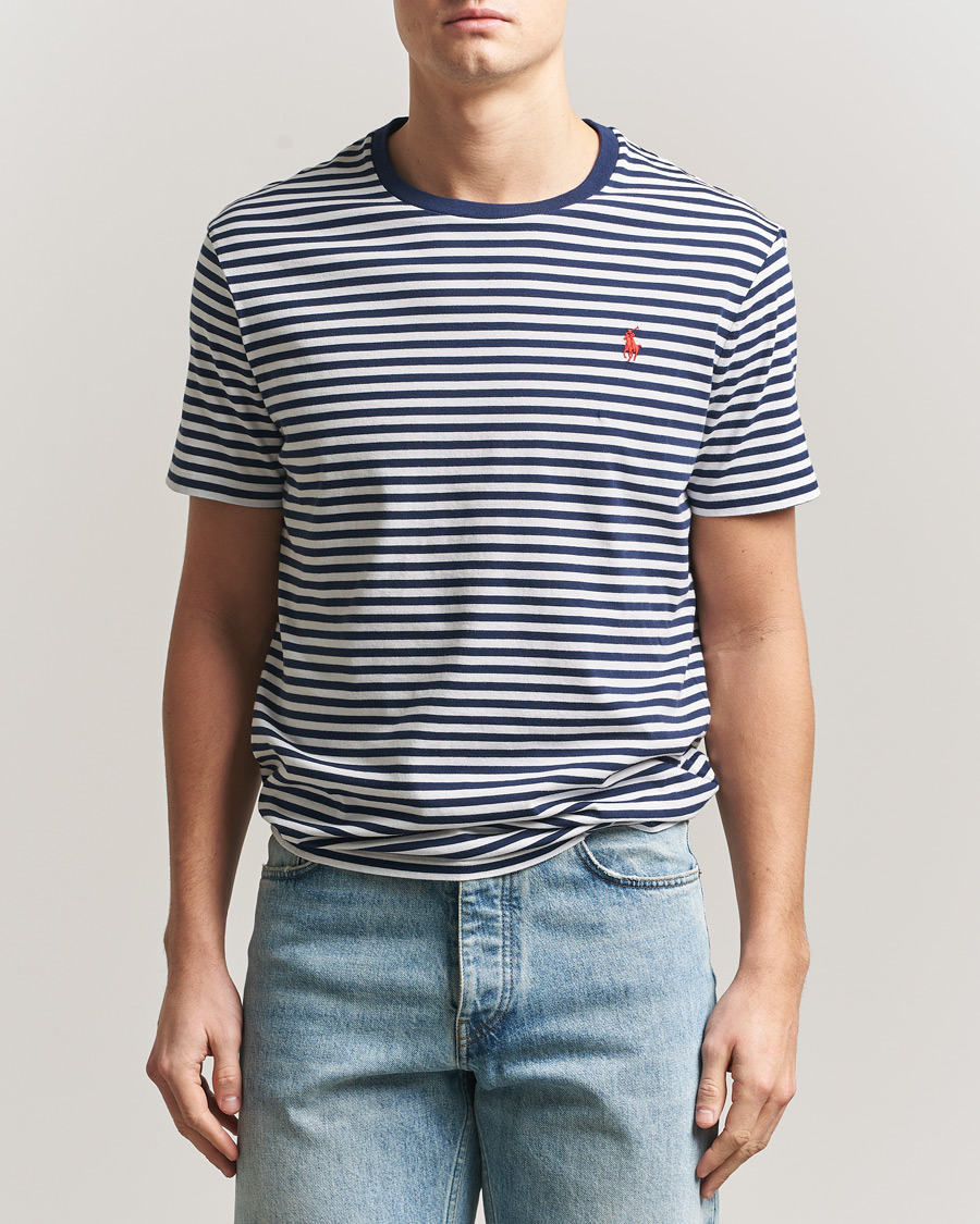 Herre | T-Shirts | Polo Ralph Lauren | Crew Neck Striped T-Shirt Newport Navy/White