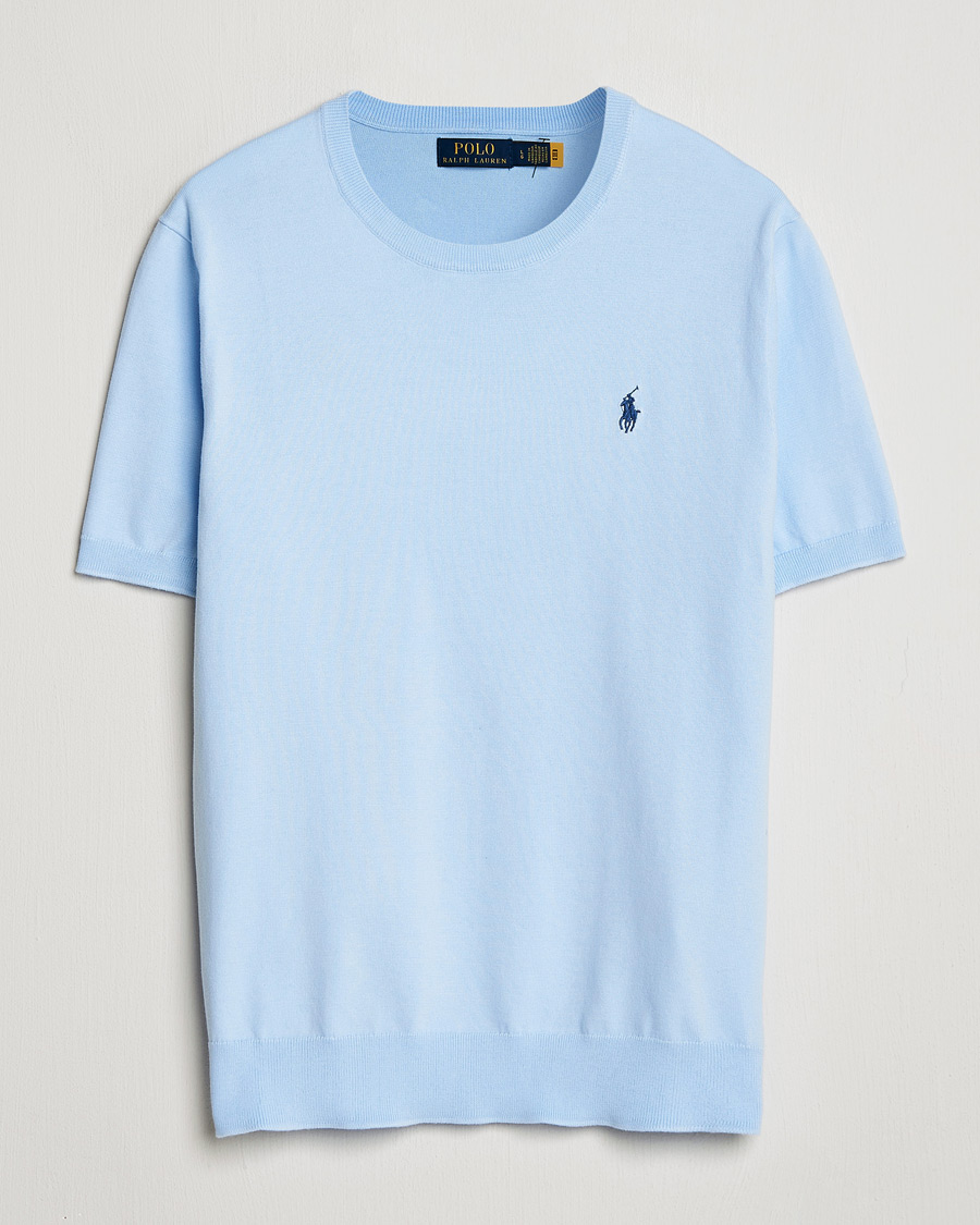Herre | T-Shirts | Polo Ralph Lauren | Knitted Short Sleeve T-Shirt Office Blue