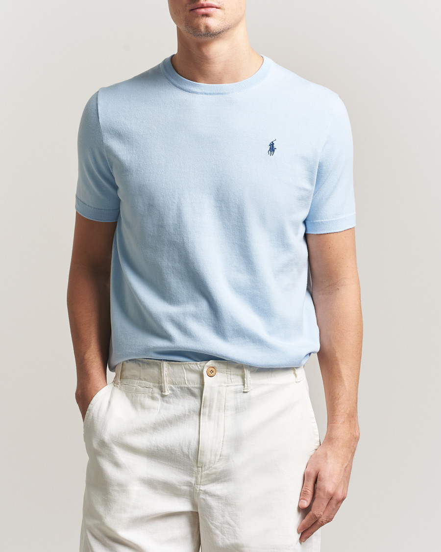 Herre | T-Shirts | Polo Ralph Lauren | Knitted Short Sleeve T-Shirt Office Blue