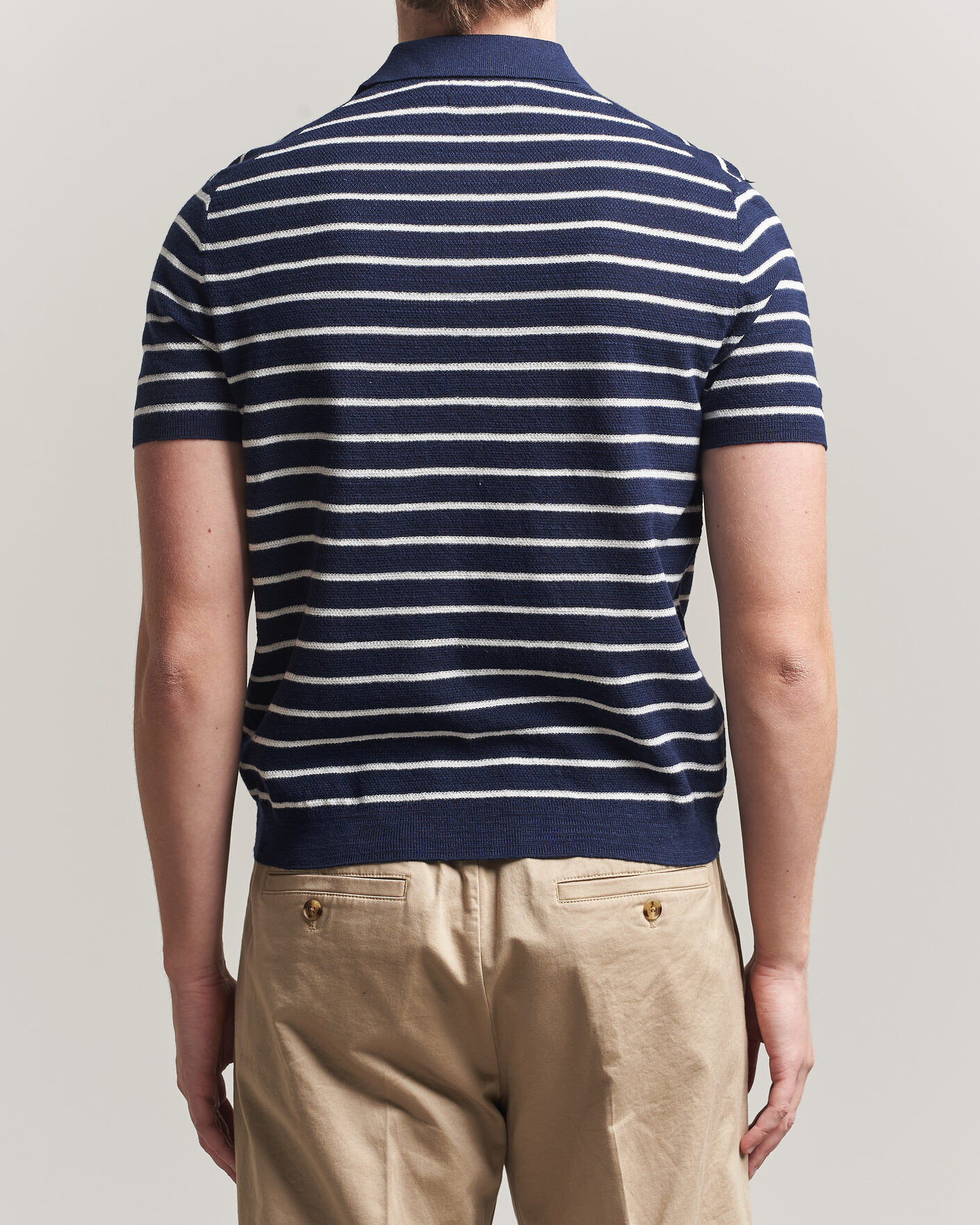Herre | Pikéer | Polo Ralph Lauren | Cotton Blend Striped Polo Bright Navy Combo