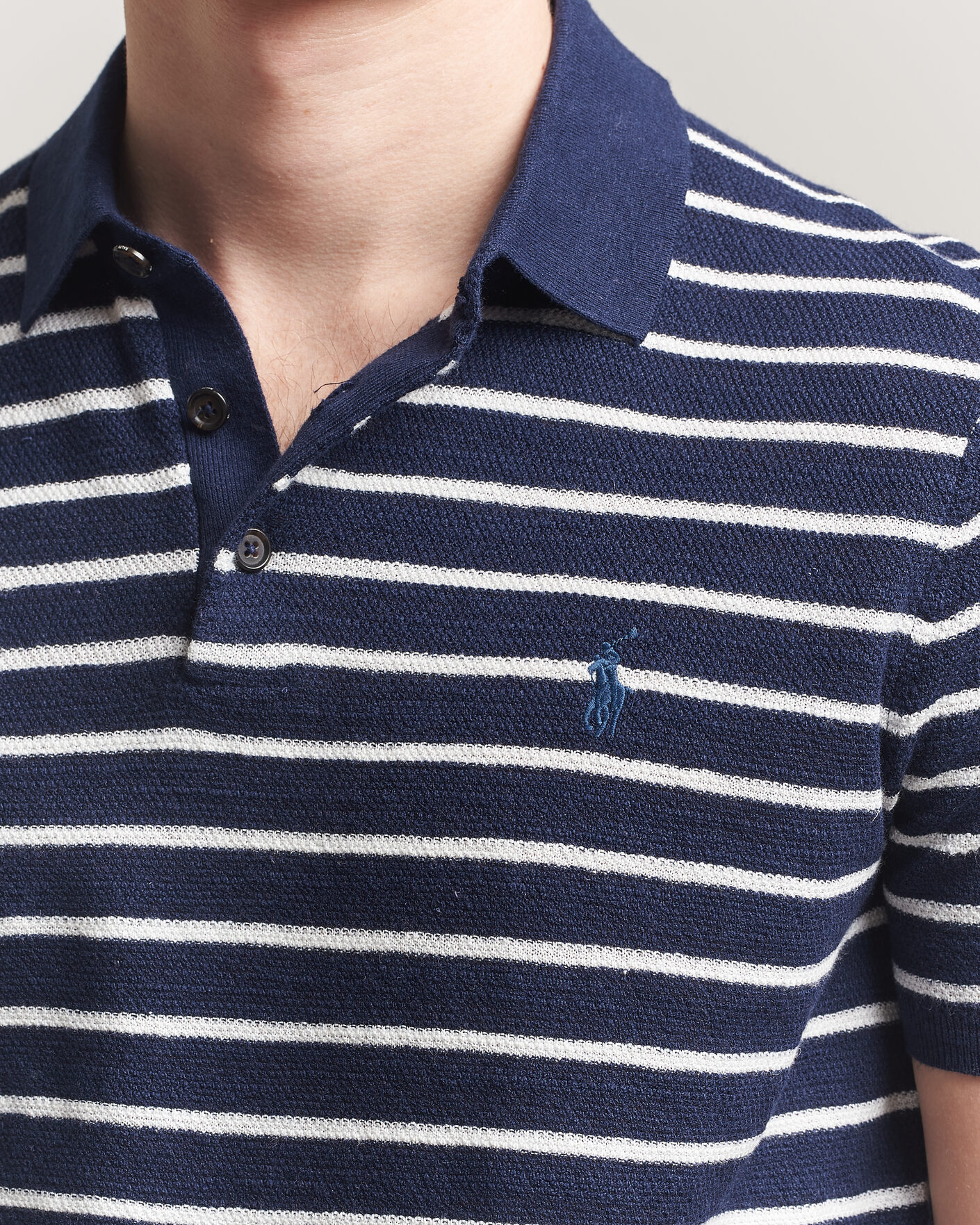 Herre | Pikéer | Polo Ralph Lauren | Cotton Blend Striped Polo Bright Navy Combo