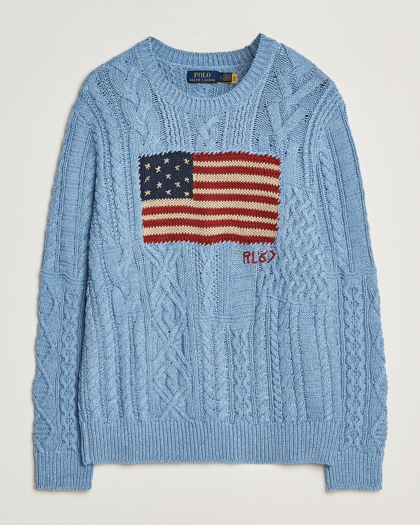 Herre | Gensere | Polo Ralph Lauren | Cotton Flag Sweater Light Blue Combo