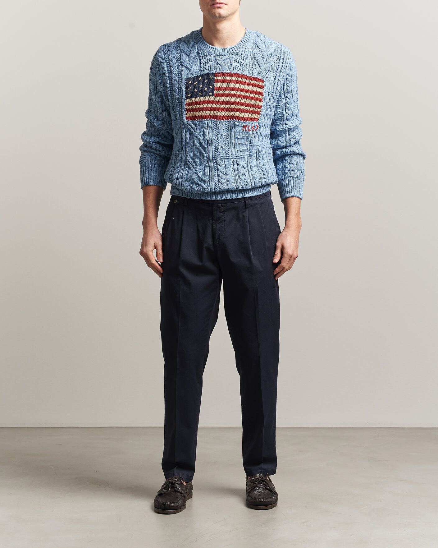 Herre | Gensere | Polo Ralph Lauren | Cotton Flag Sweater Light Blue Combo