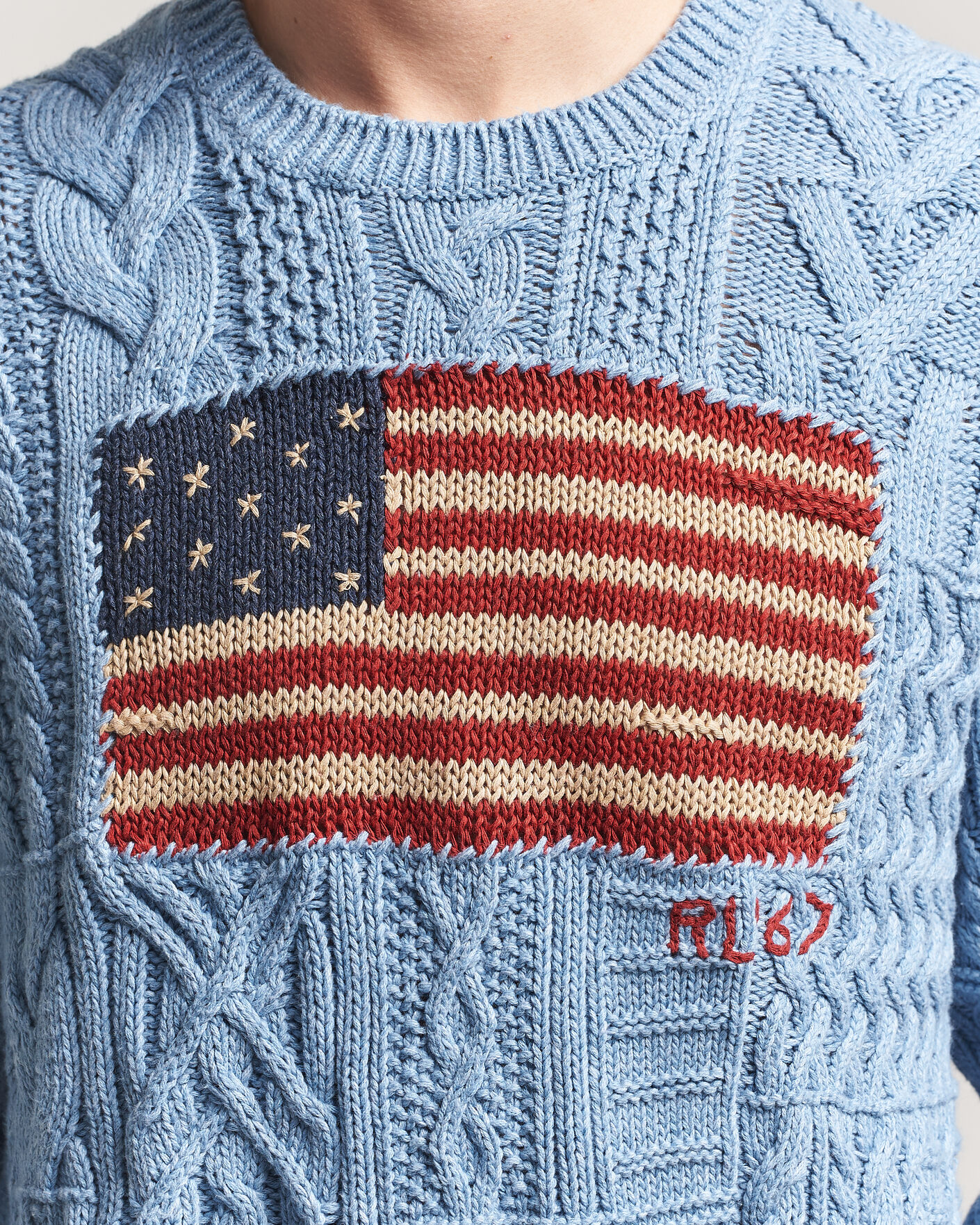 Herre | Gensere | Polo Ralph Lauren | Cotton Flag Sweater Light Blue Combo