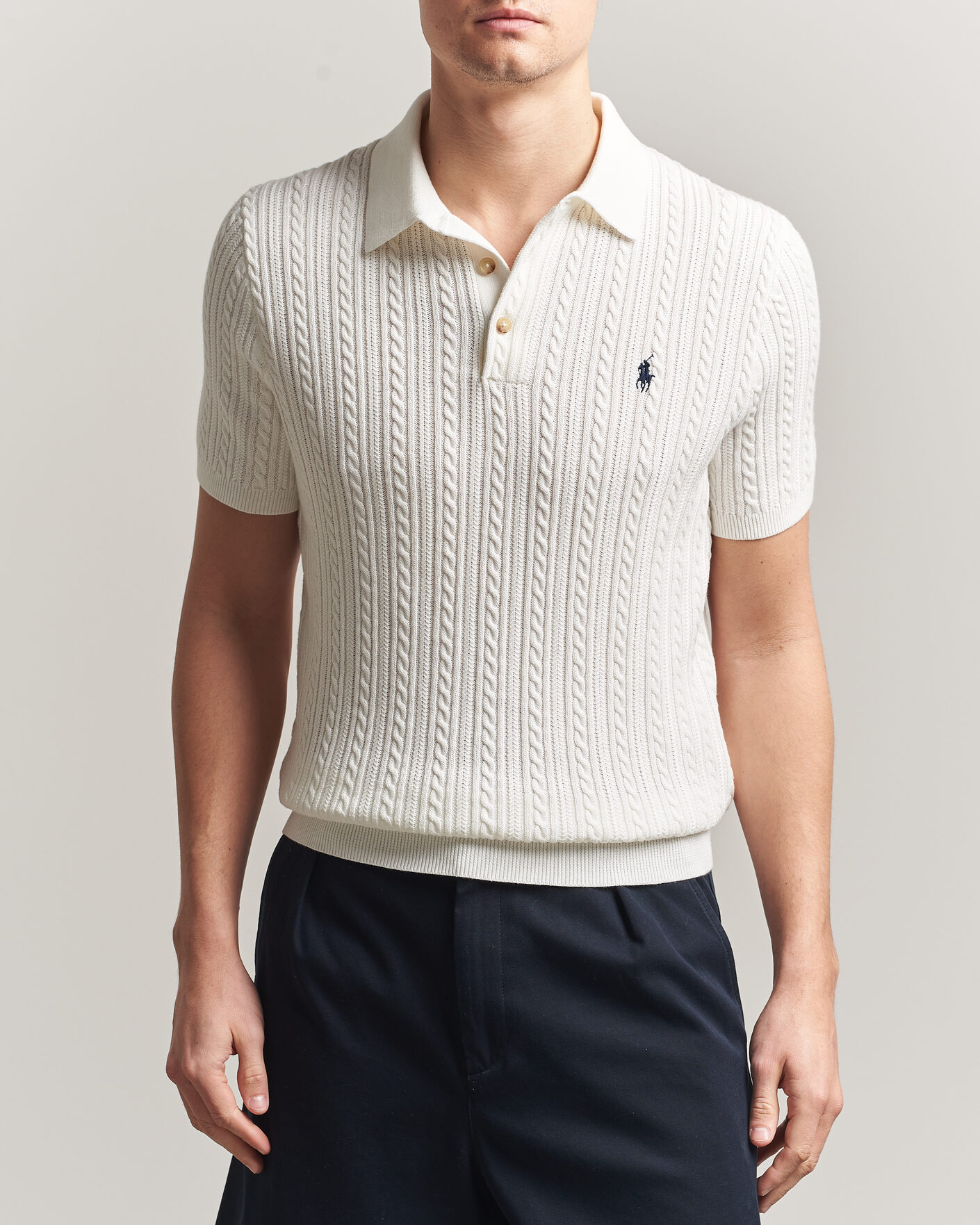 Herre | Pikéer | Polo Ralph Lauren | Cotton Polo Deckwash White/Navy
