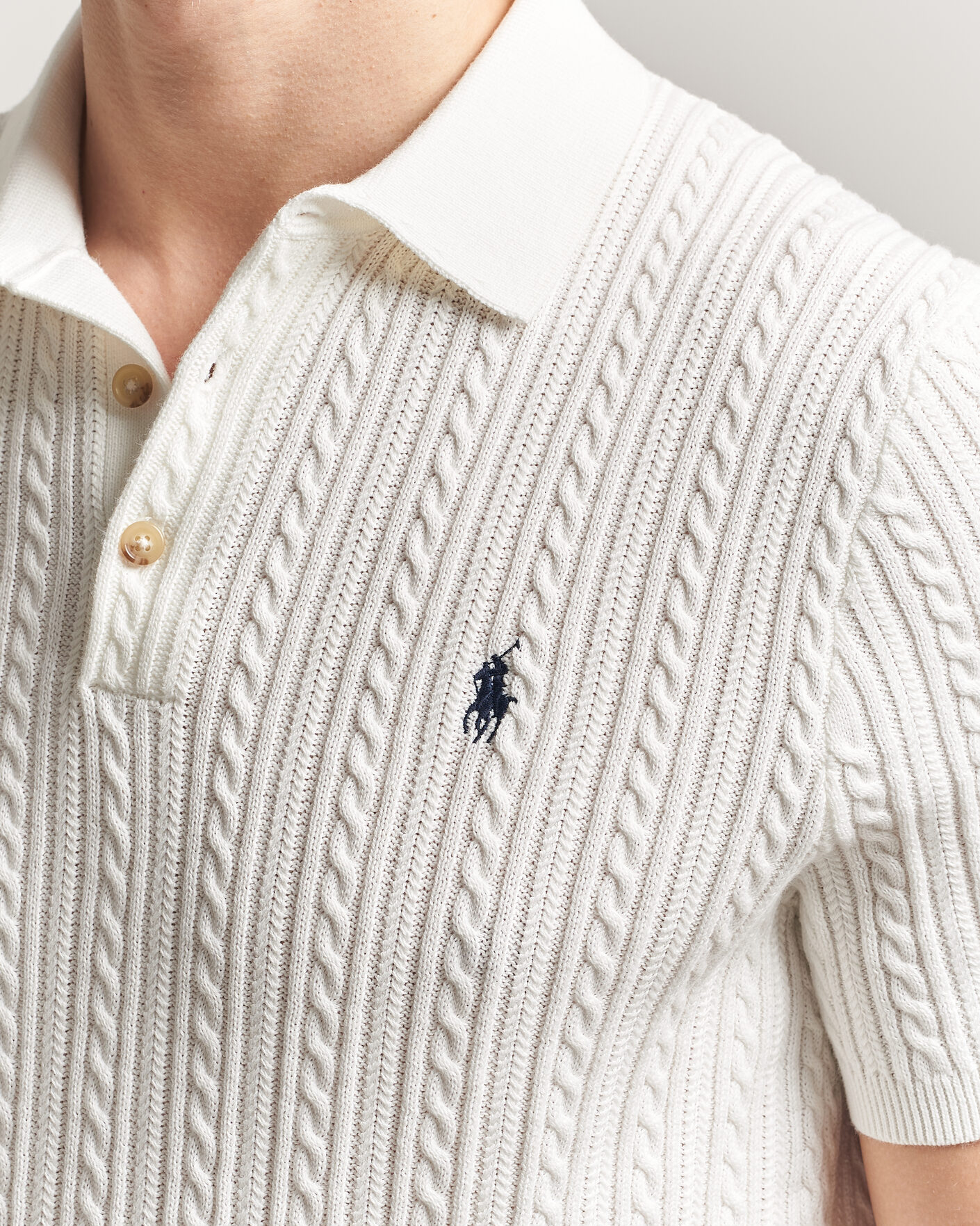Herre | Pikéer | Polo Ralph Lauren | Cotton Polo Deckwash White/Navy