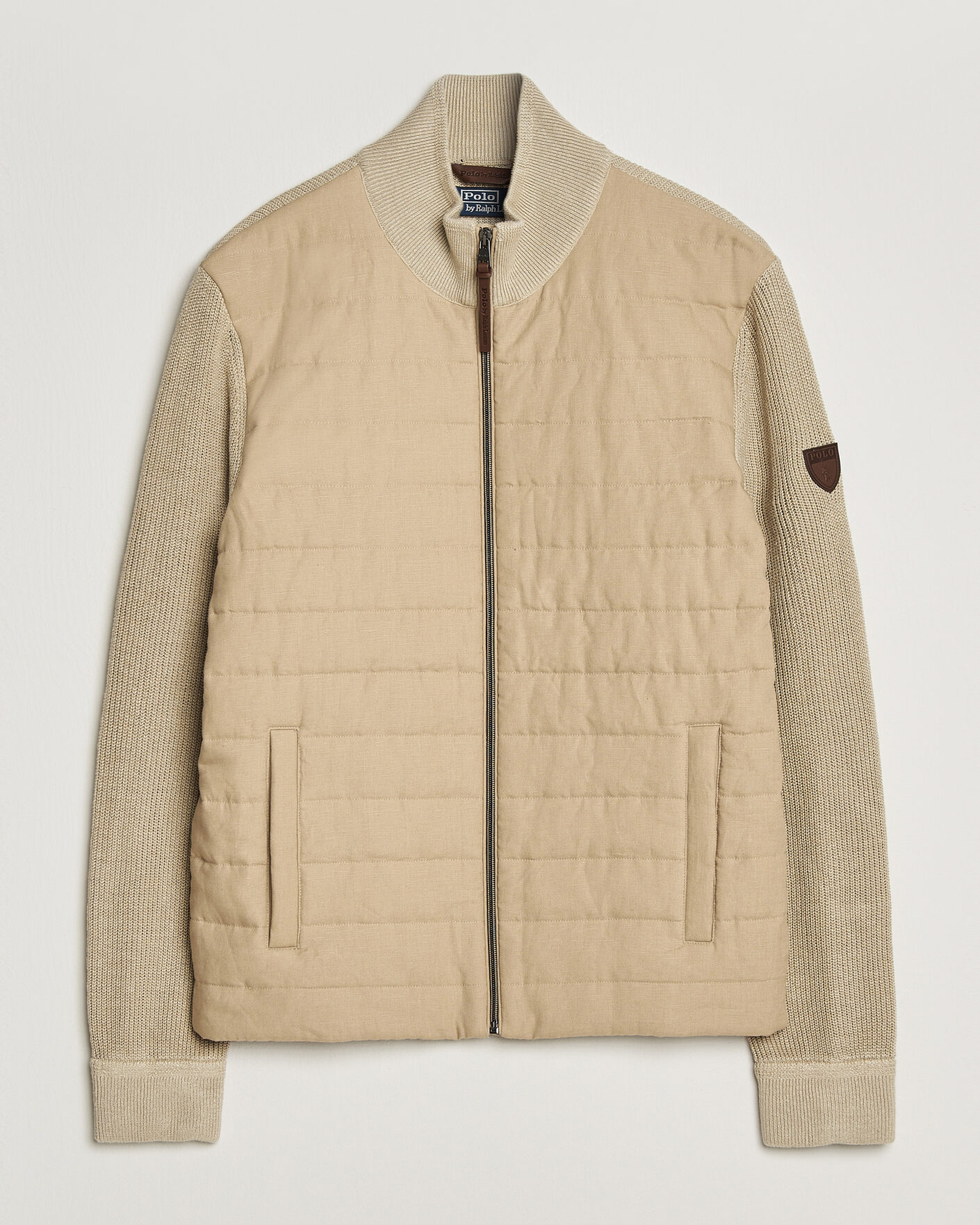 Herre | Gensere | Polo Ralph Lauren | Linen Full Zip Sweater Coastal Beige