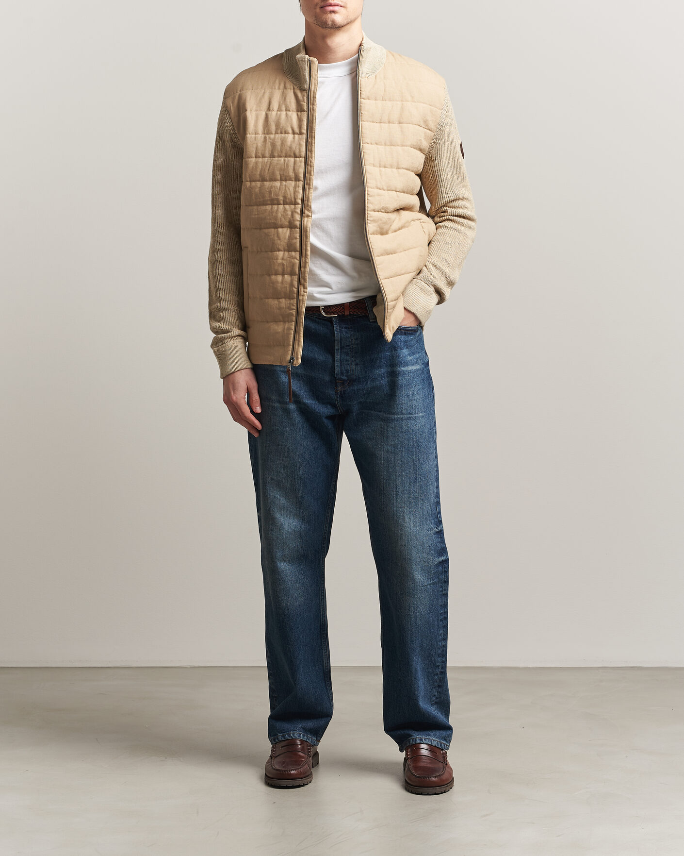 Herre | Gensere | Polo Ralph Lauren | Linen Full Zip Sweater Coastal Beige