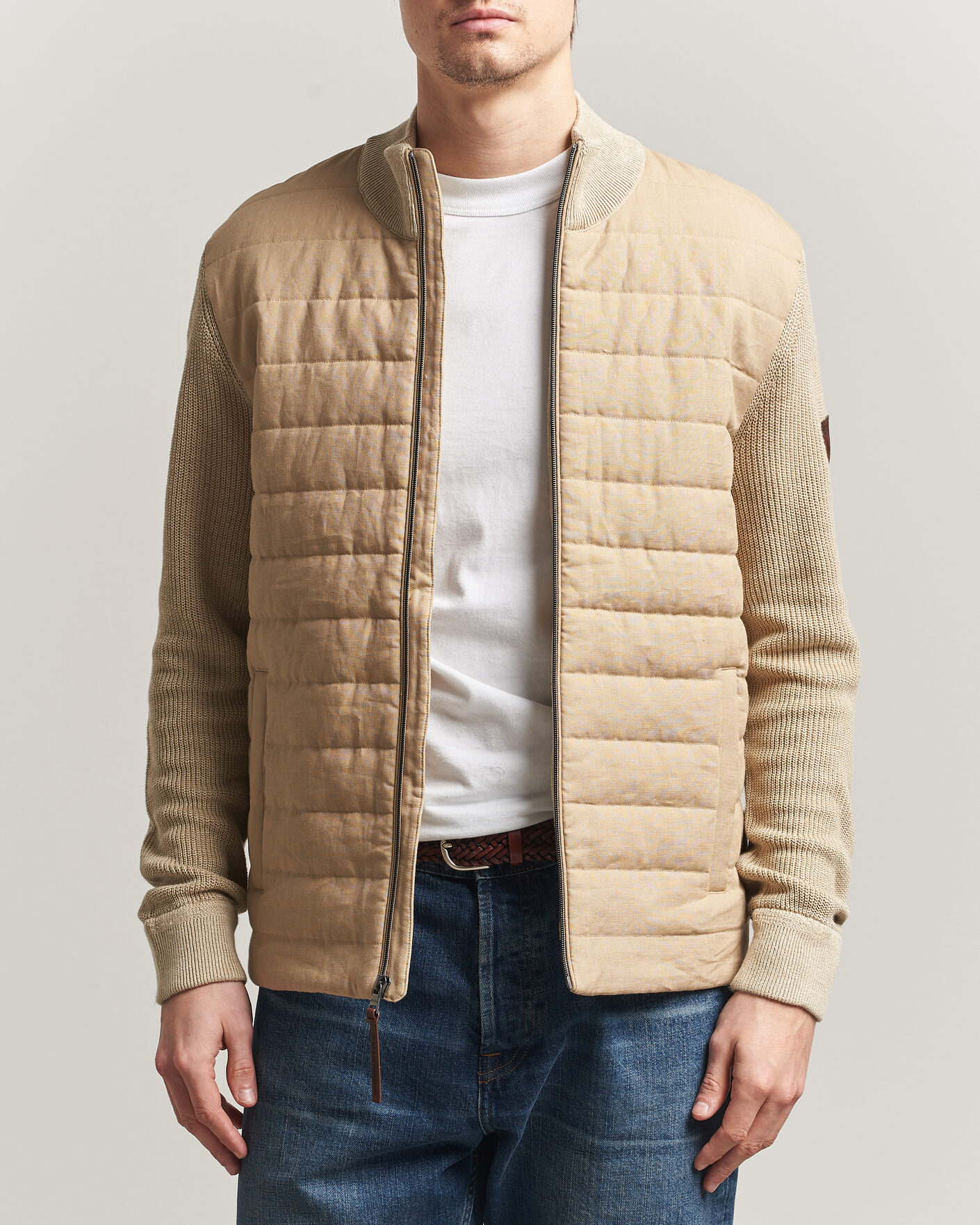Herre | Jakker | Polo Ralph Lauren | Linen Full Zip Sweater Coastal Beige