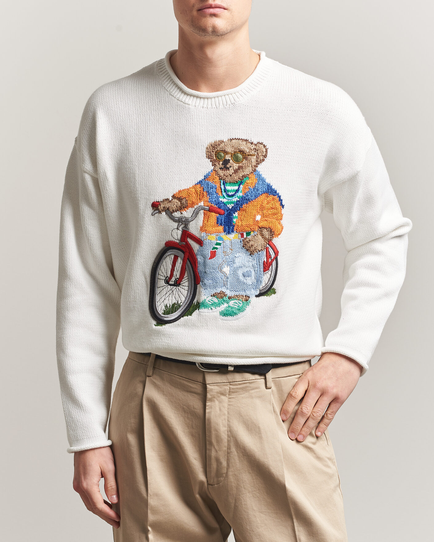Herre | Gensere | Polo Ralph Lauren | Cotton Bear Sweater Deckwash White