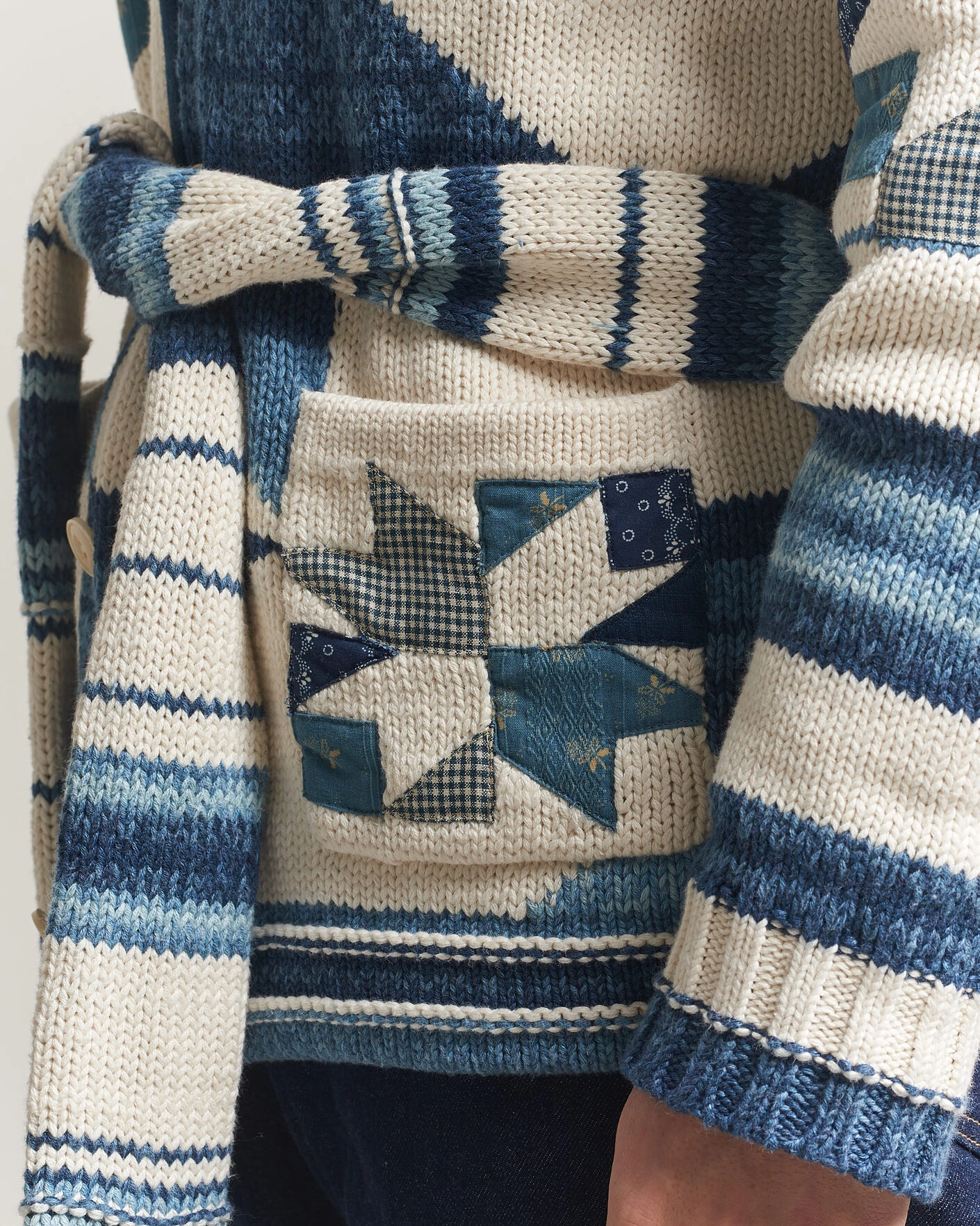 Herre | Gensere | Polo Ralph Lauren | Cotton Linen Cardigan Cream Blue Combo