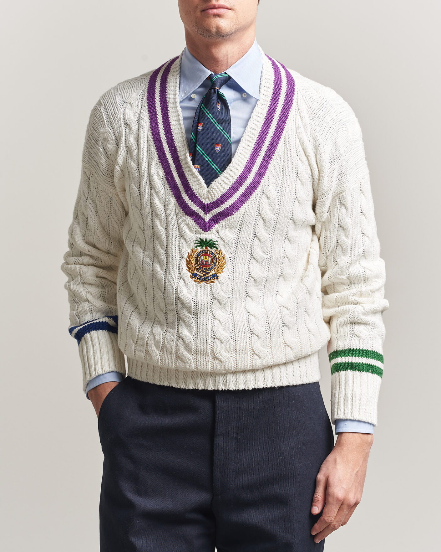 Herre | Gensere | Polo Ralph Lauren | Cotton Linen Blend Sweater Cream Combo