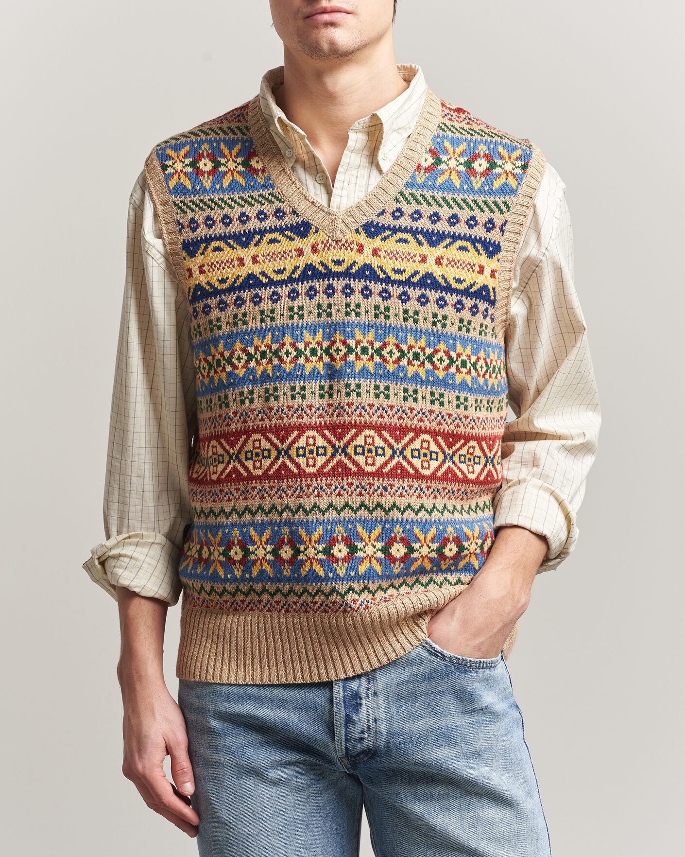 Herre | Gensere | Polo Ralph Lauren | Cotton Linen Blend Vest Tan Combo