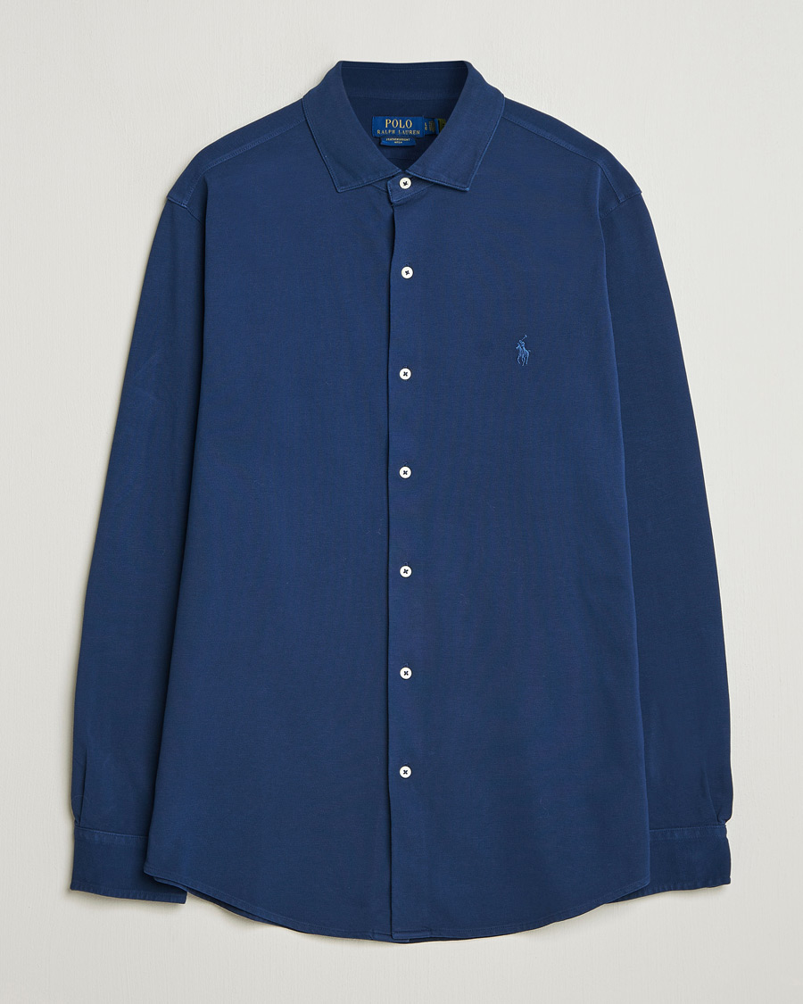 Herre | Skjorter | Polo Ralph Lauren | Featherweight Knitted Shirt Dark Cobalt