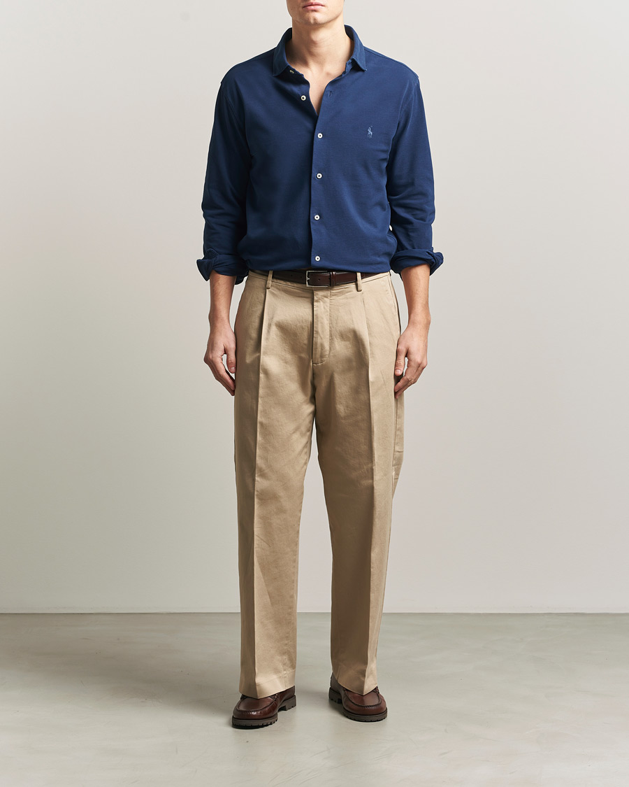 Herre | Skjorter | Polo Ralph Lauren | Featherweight Knitted Shirt Dark Cobalt