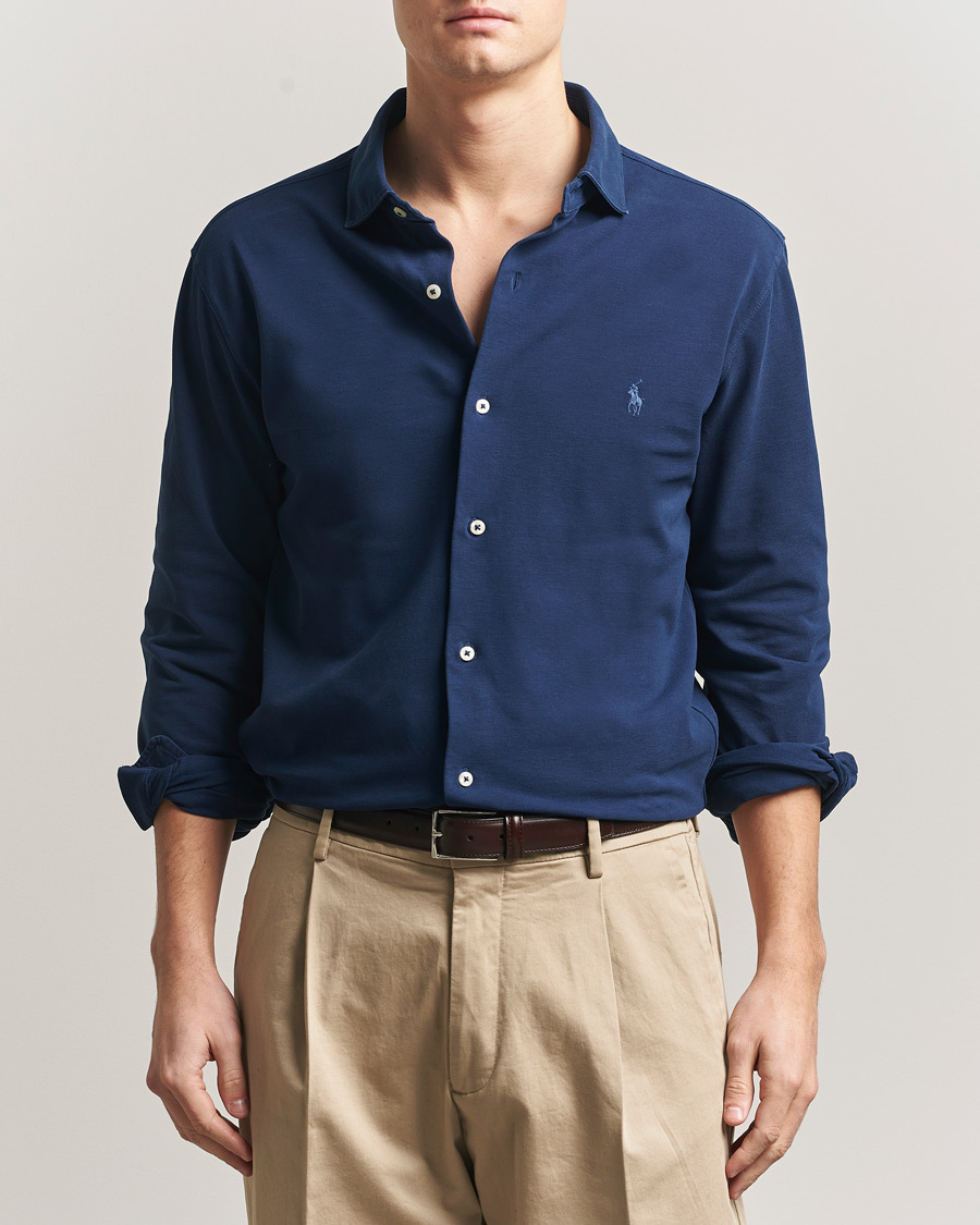 Herre | Skjorter | Polo Ralph Lauren | Featherweight Knitted Shirt Dark Cobalt