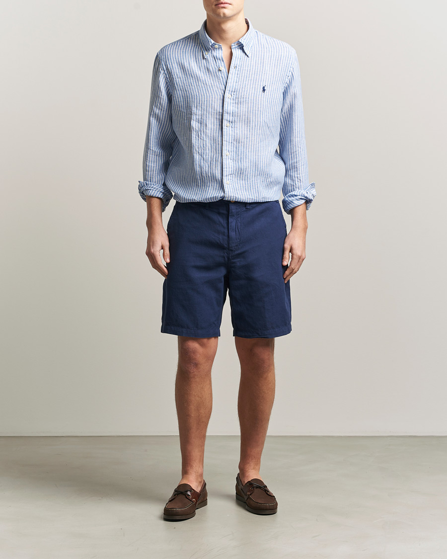 Herre | Skjorter | Polo Ralph Lauren | Custom Fit Linen Shirt Blue/White