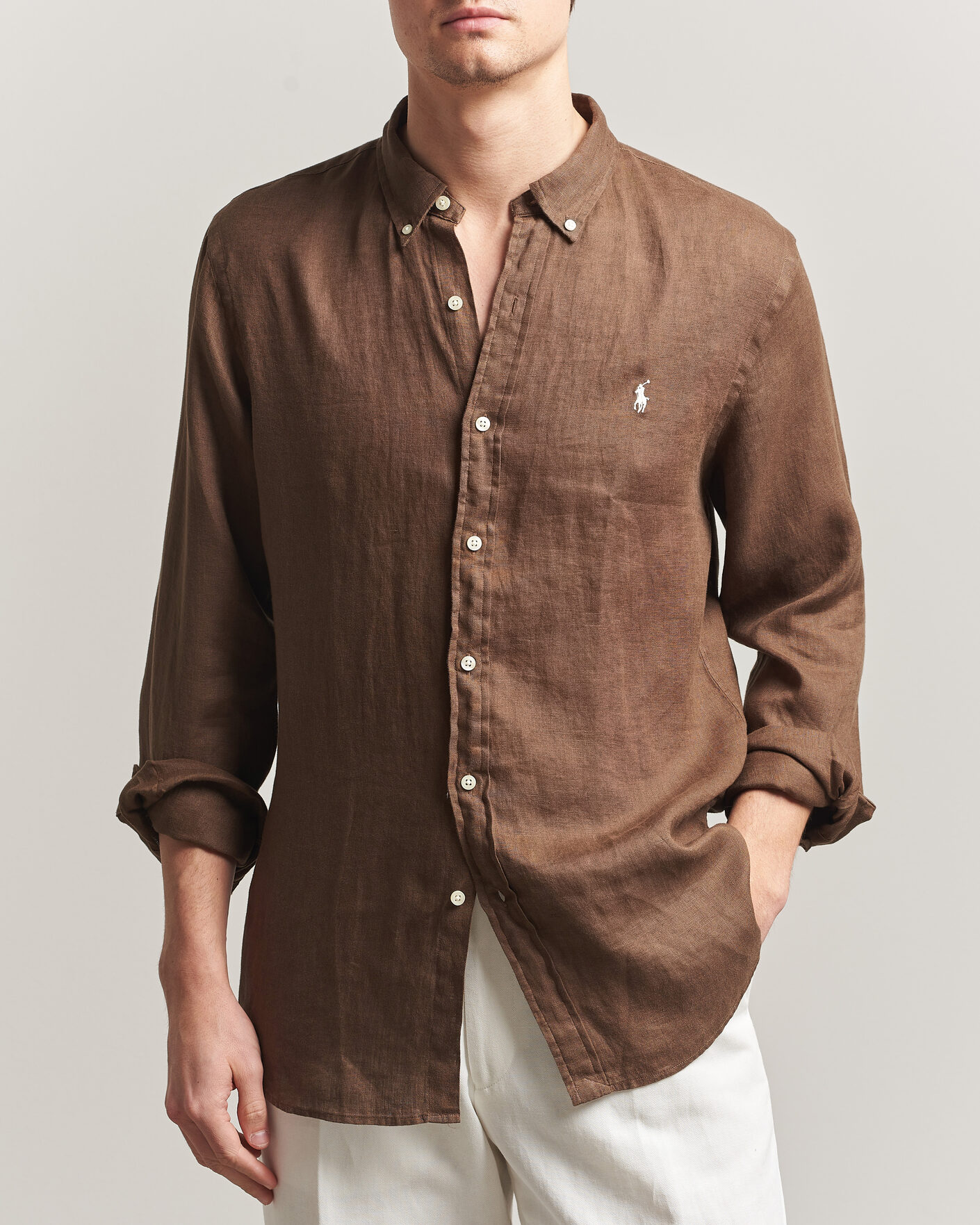 Herre | Skjorter | Polo Ralph Lauren | Slim Fit Linen Shirt Chestnut