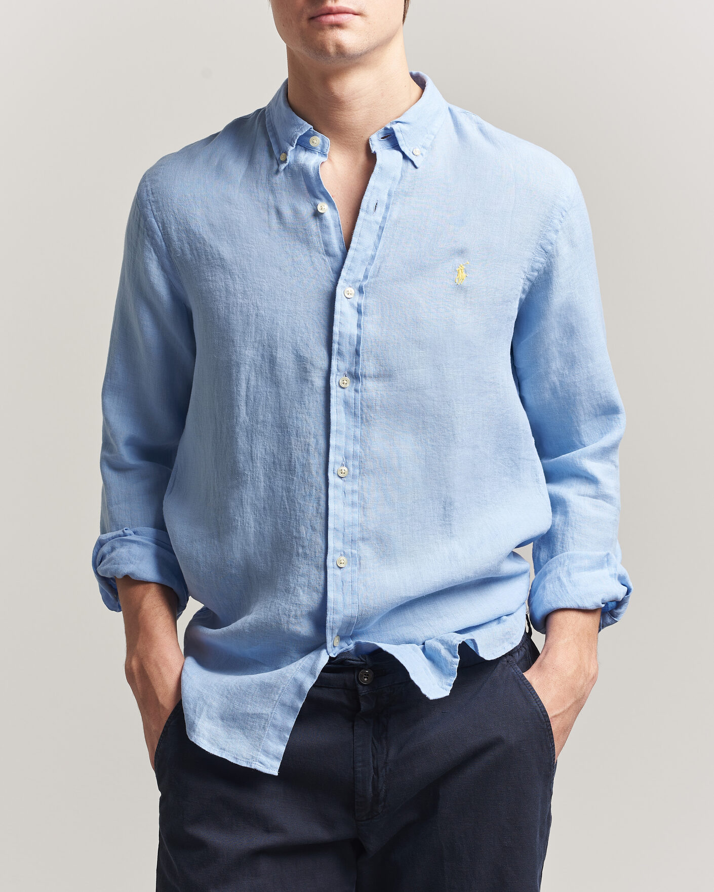 Herre | Skjorter | Polo Ralph Lauren | Slim Fit Linen Shirt Austin Blue