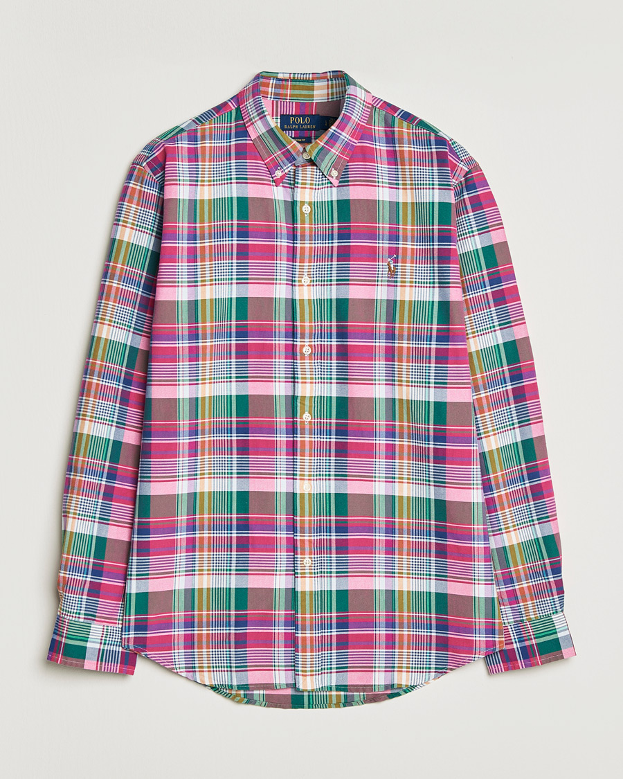 Herre | Skjorter | Polo Ralph Lauren | Custom Fit Checked Oxford Shirt Pink/Blue Multi
