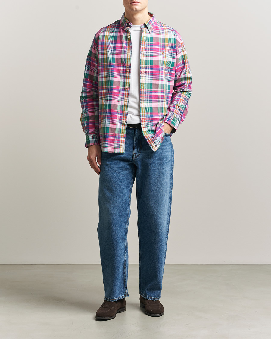 Herre | Skjorter | Polo Ralph Lauren | Custom Fit Checked Oxford Shirt Pink/Blue Multi