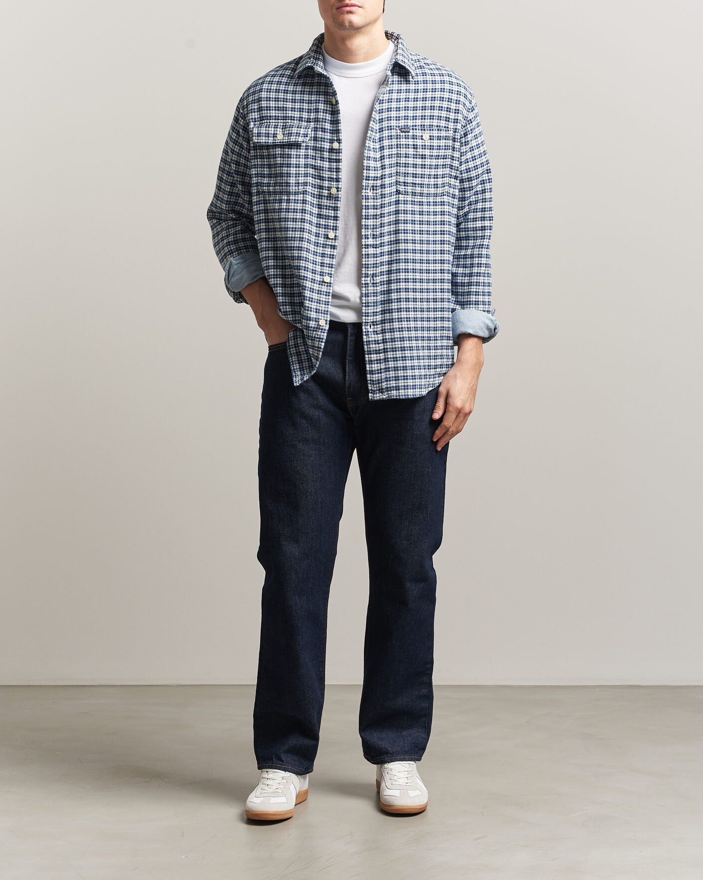 Herre | Skjorter | Polo Ralph Lauren | Double Faced Oxford Shirt Dark Indigo Cream