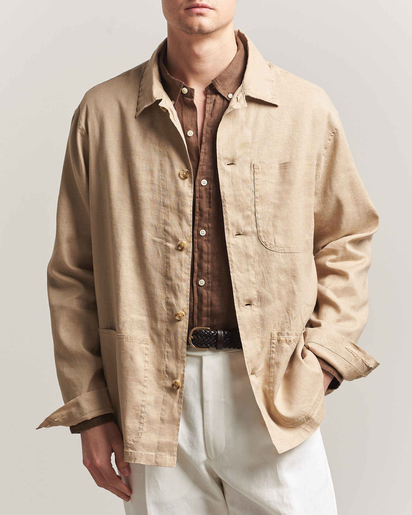 Herre | Skjorter | Polo Ralph Lauren | Stretch Linen Overshirt Coastal Beige