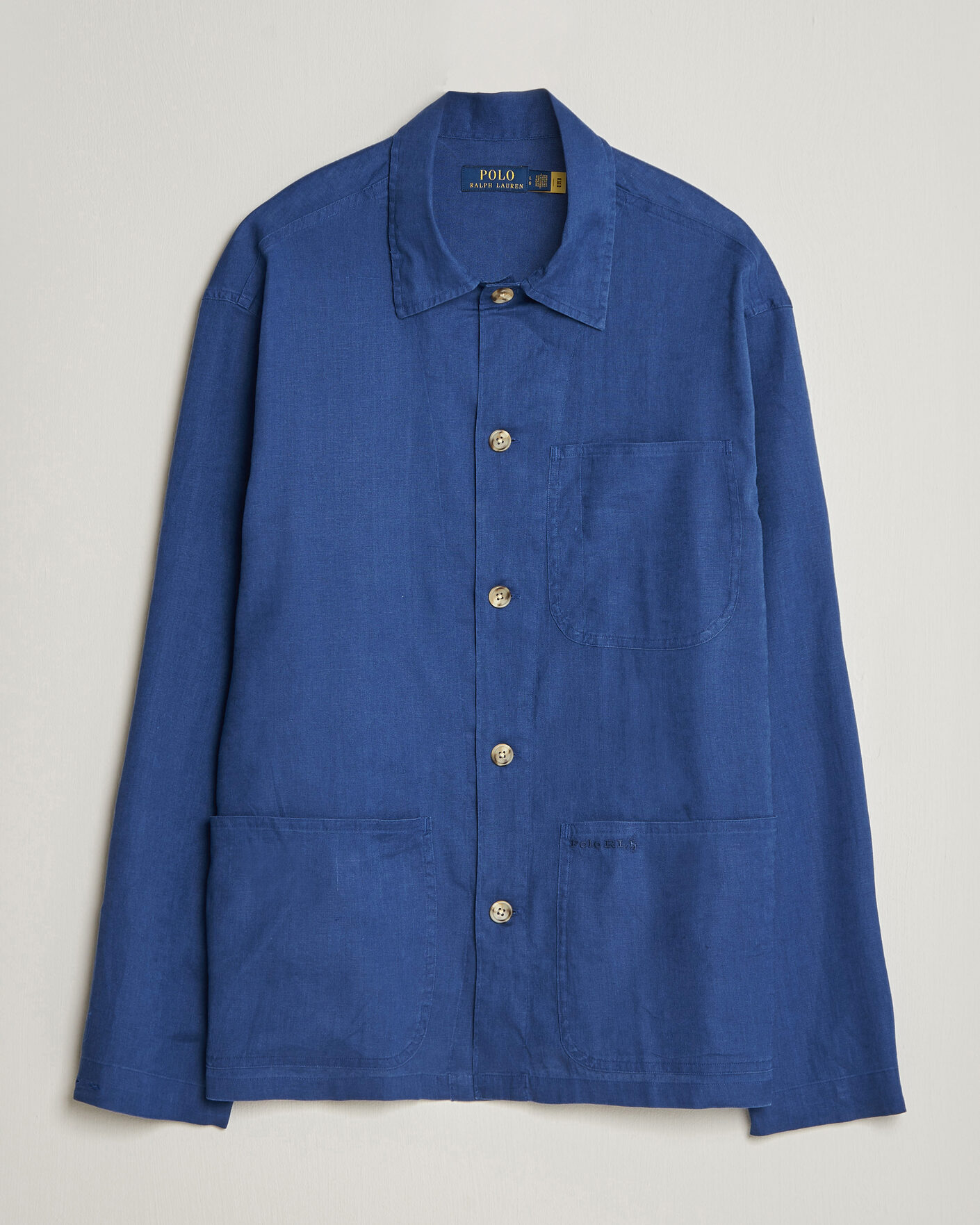 Herre | Skjorter | Polo Ralph Lauren | Stretch Linen Overshirt Annapolis Blue
