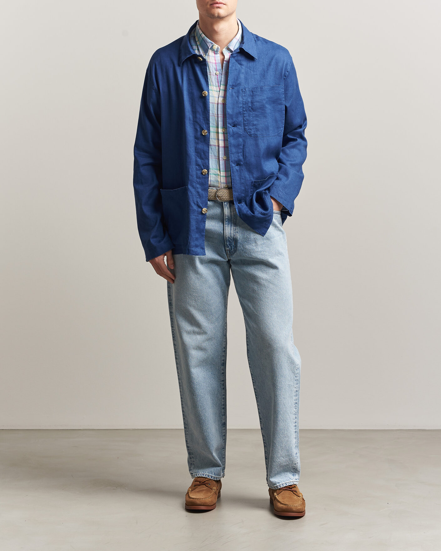 Herre | Skjorter | Polo Ralph Lauren | Stretch Linen Overshirt Annapolis Blue