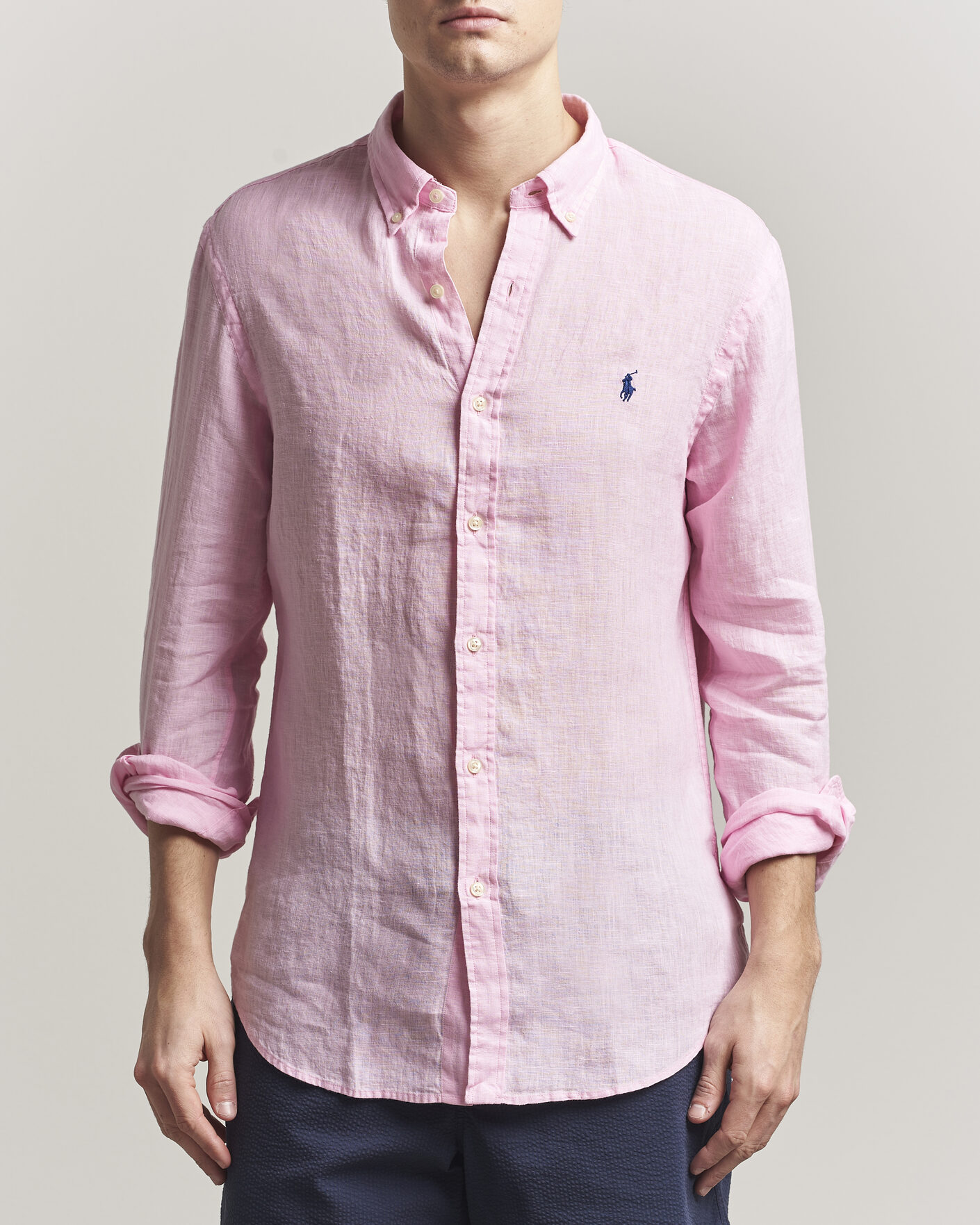 Herre | Skjorter | Polo Ralph Lauren | Slim Fit Linen Shirt Carmel Pink