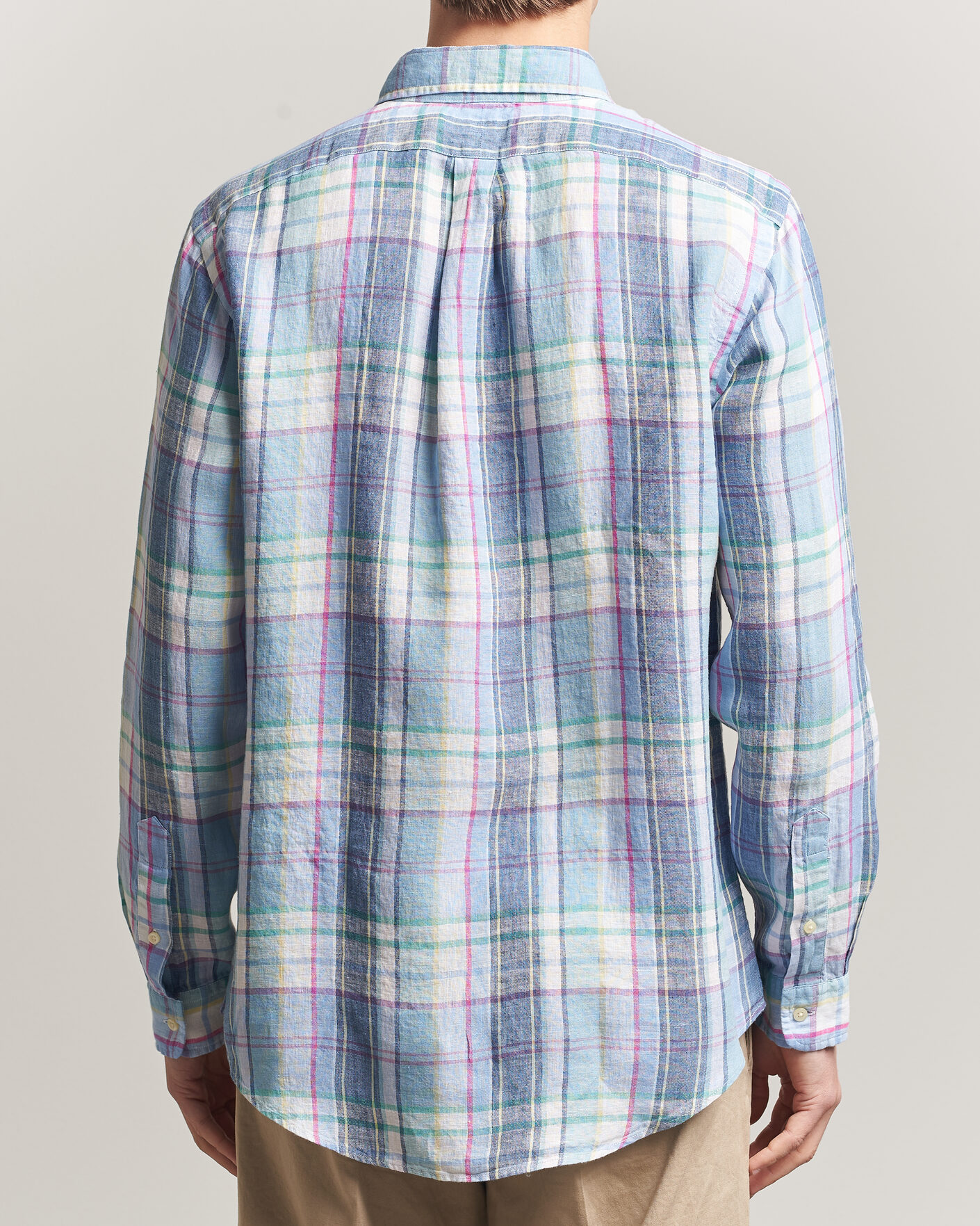 Herre | Skjorter | Polo Ralph Lauren | Custom Fit Check Linen Shirt Blue/White