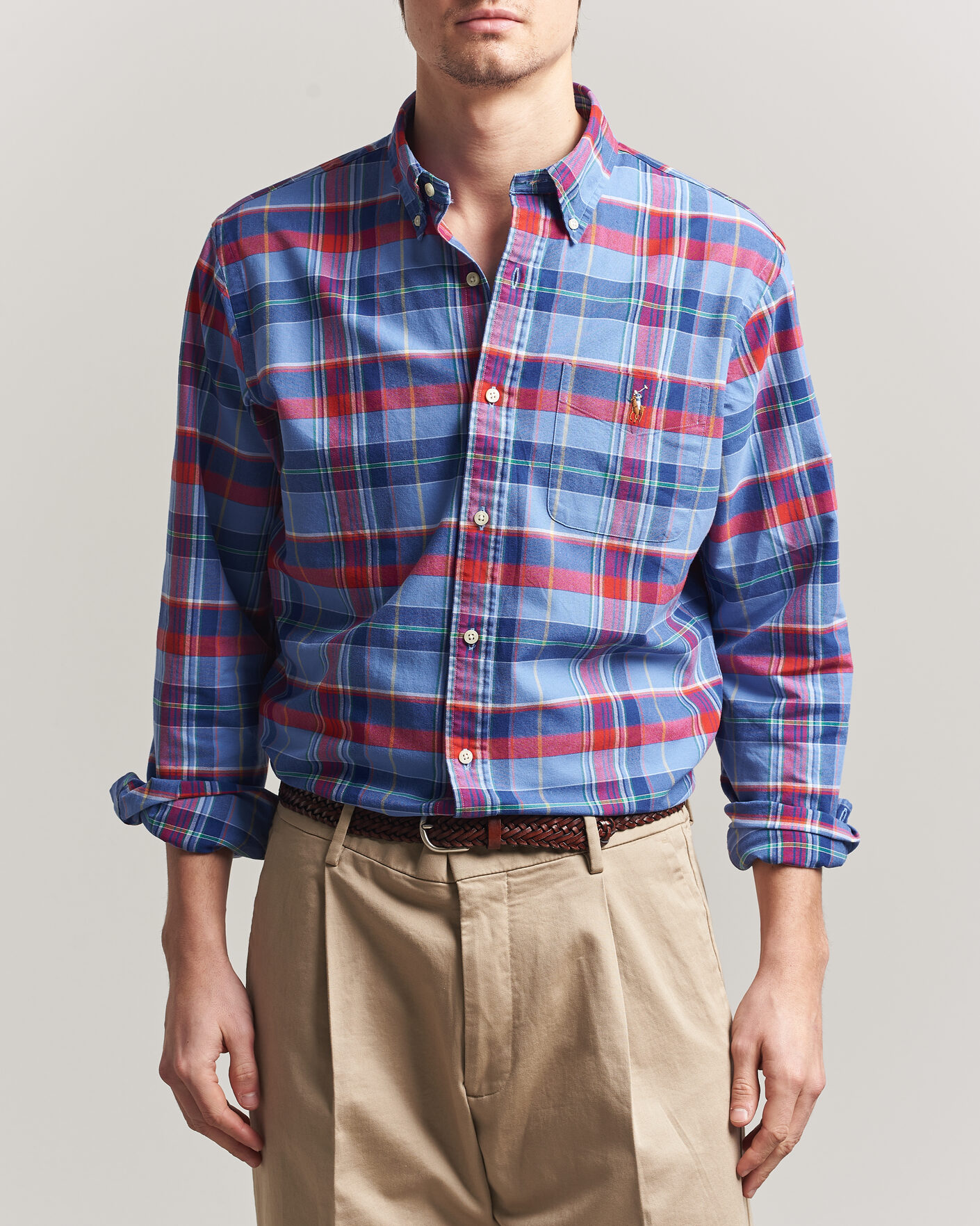 Herre | Skjorter | Polo Ralph Lauren | Custom Fit Check Oxford Shirt Blue Multi