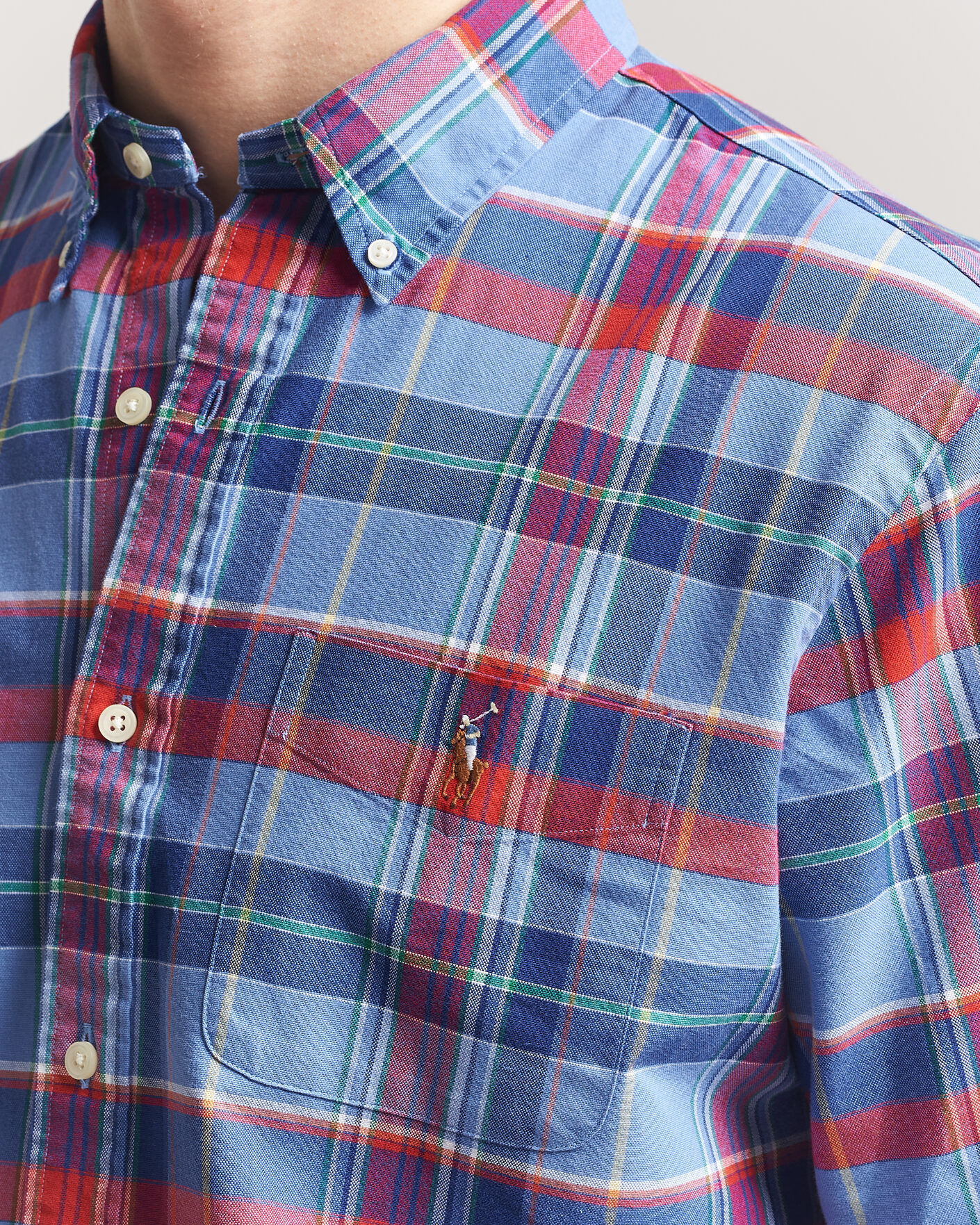 Herre | Skjorter | Polo Ralph Lauren | Custom Fit Check Oxford Shirt Blue Multi