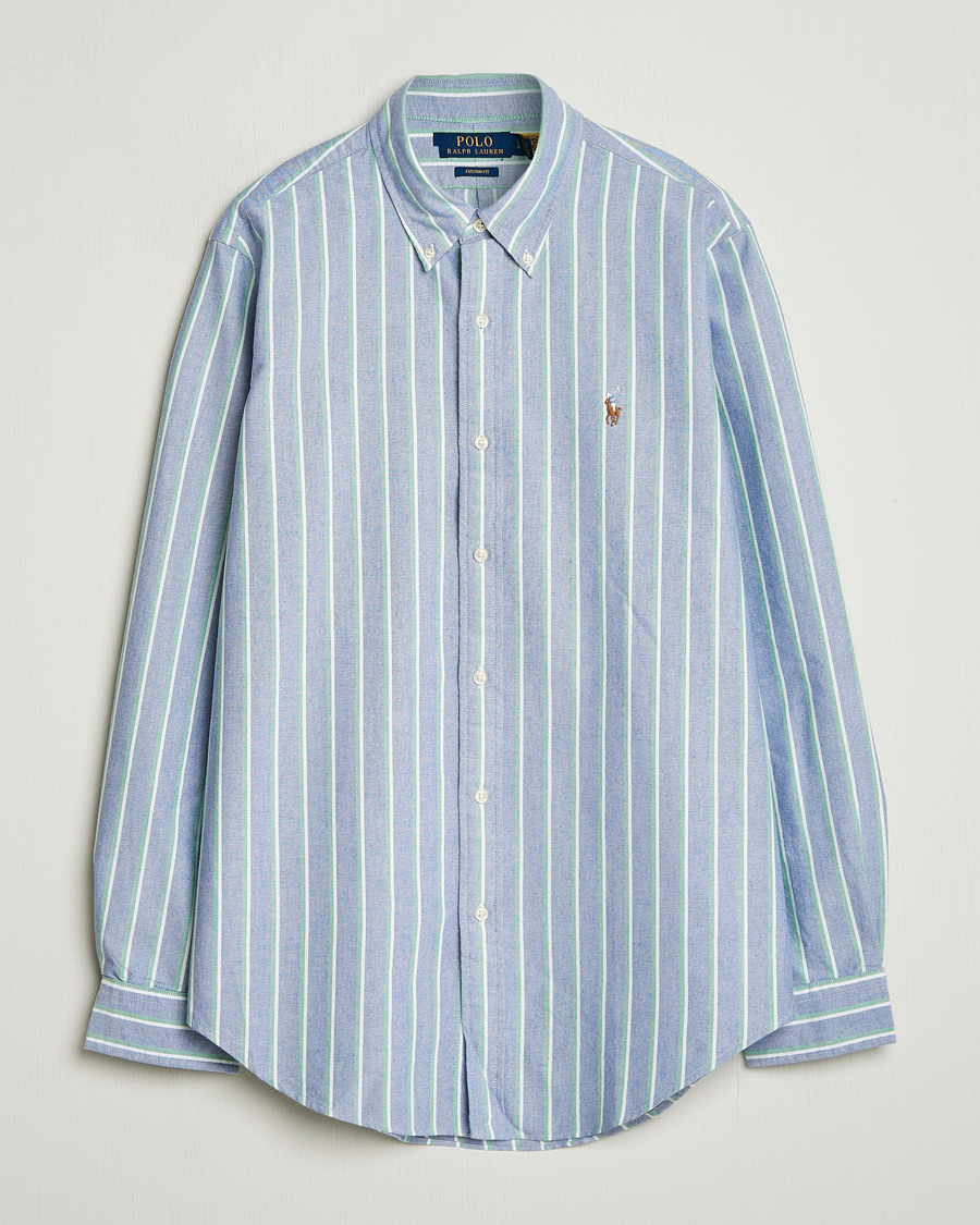 Herre | Skjorter | Polo Ralph Lauren | Custom Fit Striped Oxford Shirt Navy/Green/Multi