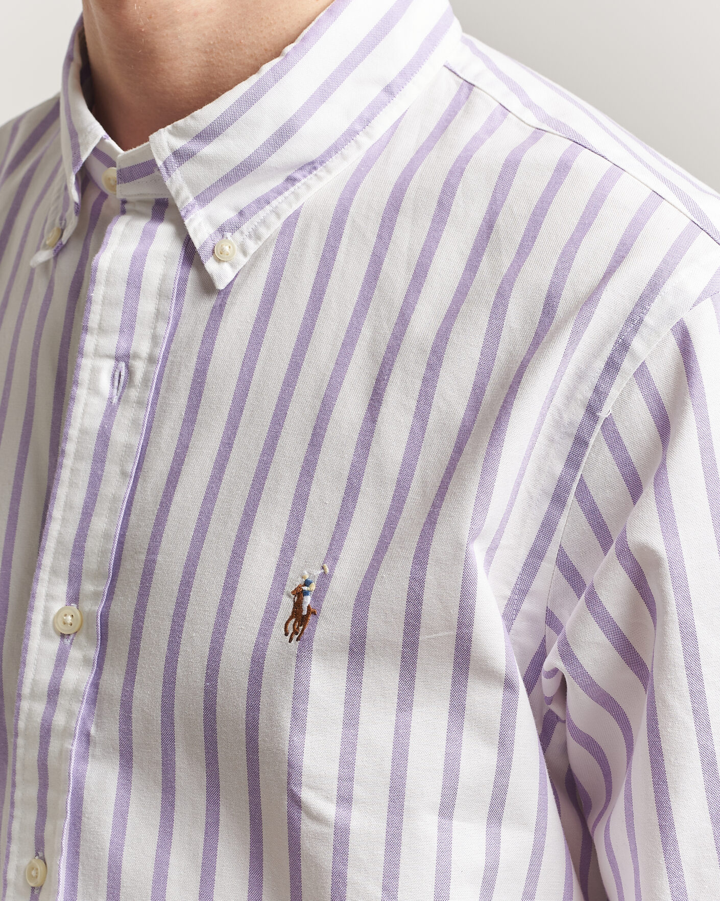Herre | Skjorter | Polo Ralph Lauren | Custom Fit Striped Oxford Shirt Purple