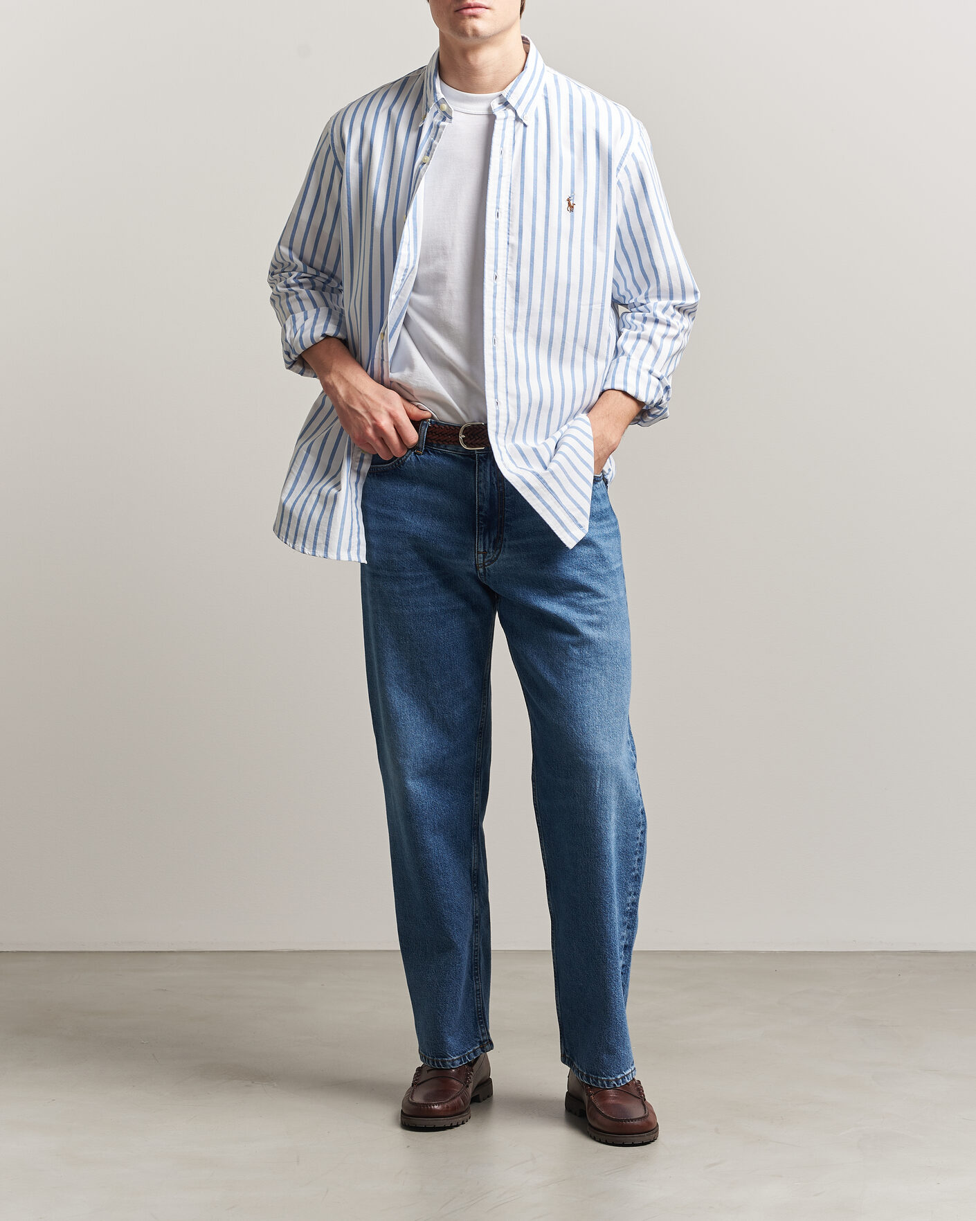 Herre | Skjorter | Polo Ralph Lauren | Custom Fit Striped Oxford Shirt Blue