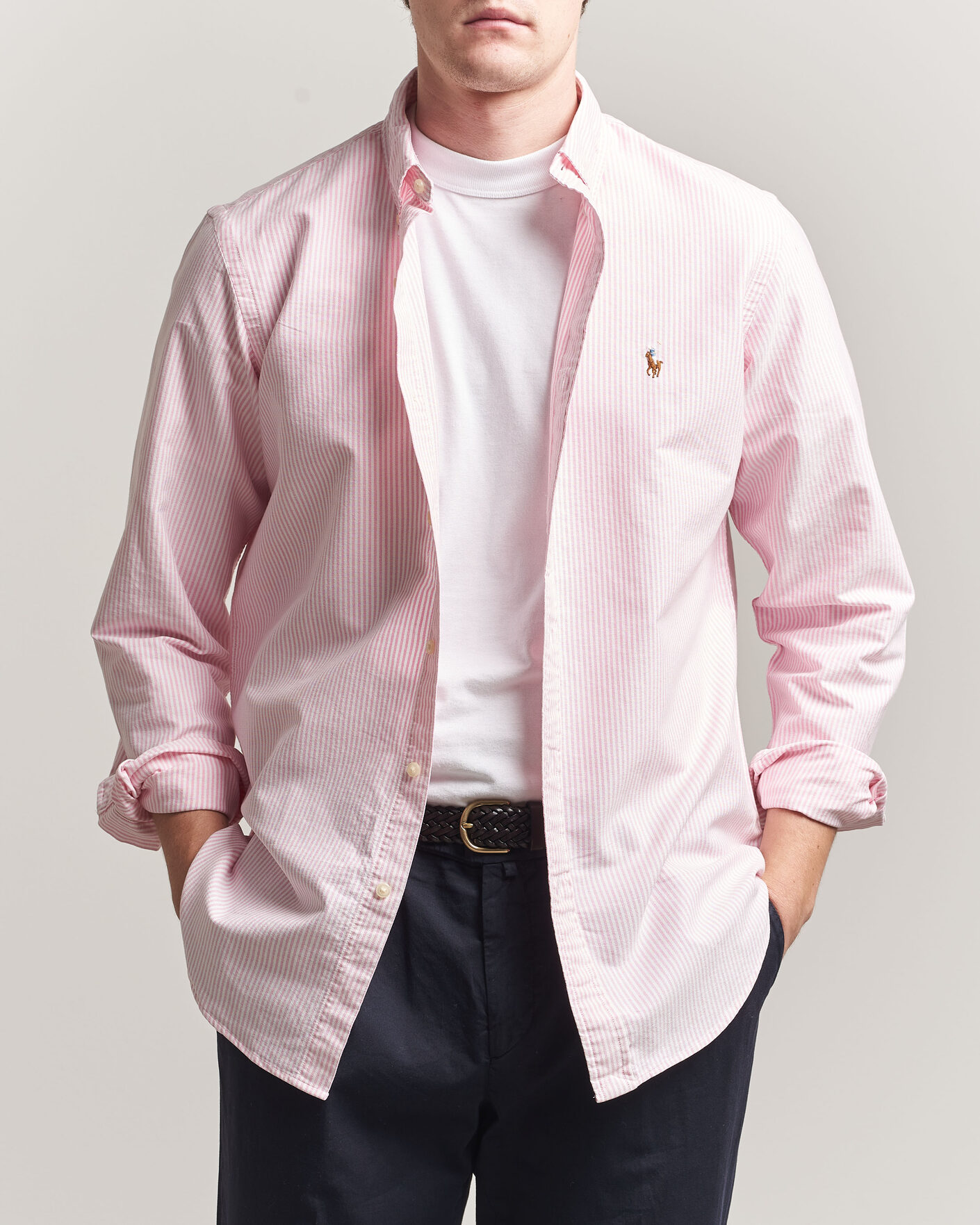 Herre | Skjorter | Polo Ralph Lauren | Custom Fit Micro Striped Oxford Shirt Pink