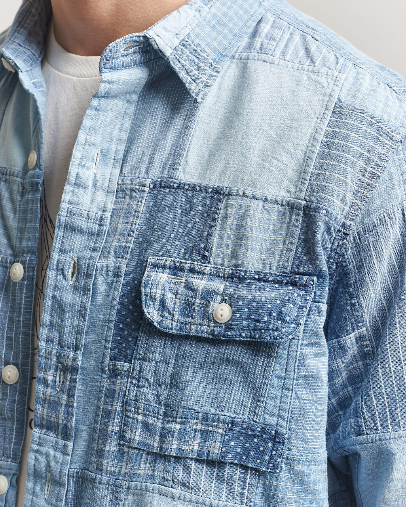 Herre | Skjorter | Polo Ralph Lauren | Indigo Patchwork Shirt Blue