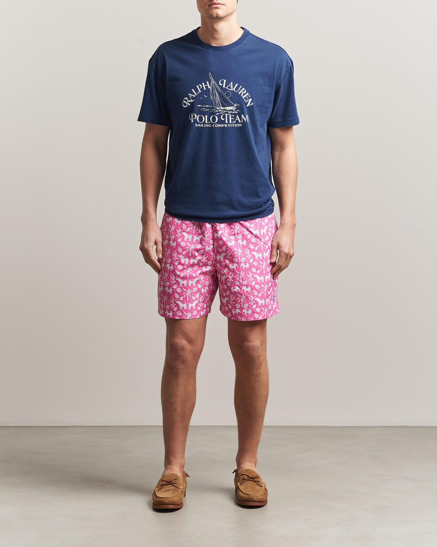 Herre | Badeshorts | Polo Ralph Lauren | Traveler Print Mid Trunk Pink