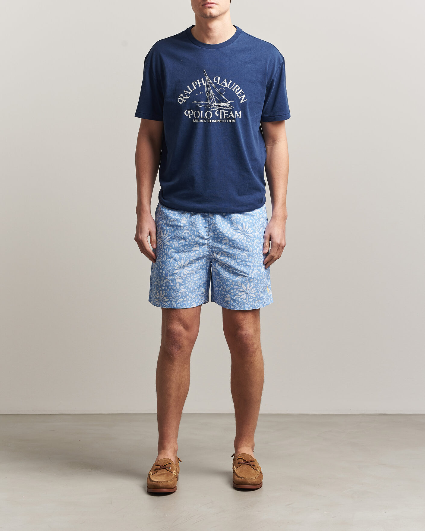 Herre | Badeshorts | Polo Ralph Lauren | Traveler Print Mid Trunk Blue