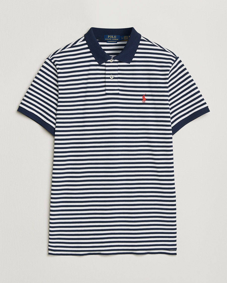 Herre | Pikéer | Polo Ralph Lauren | Custom Slim Fit Striped Polo Navy/White