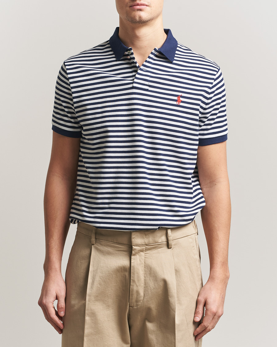 Herre | Pikéer | Polo Ralph Lauren | Custom Slim Fit Striped Polo Navy/White